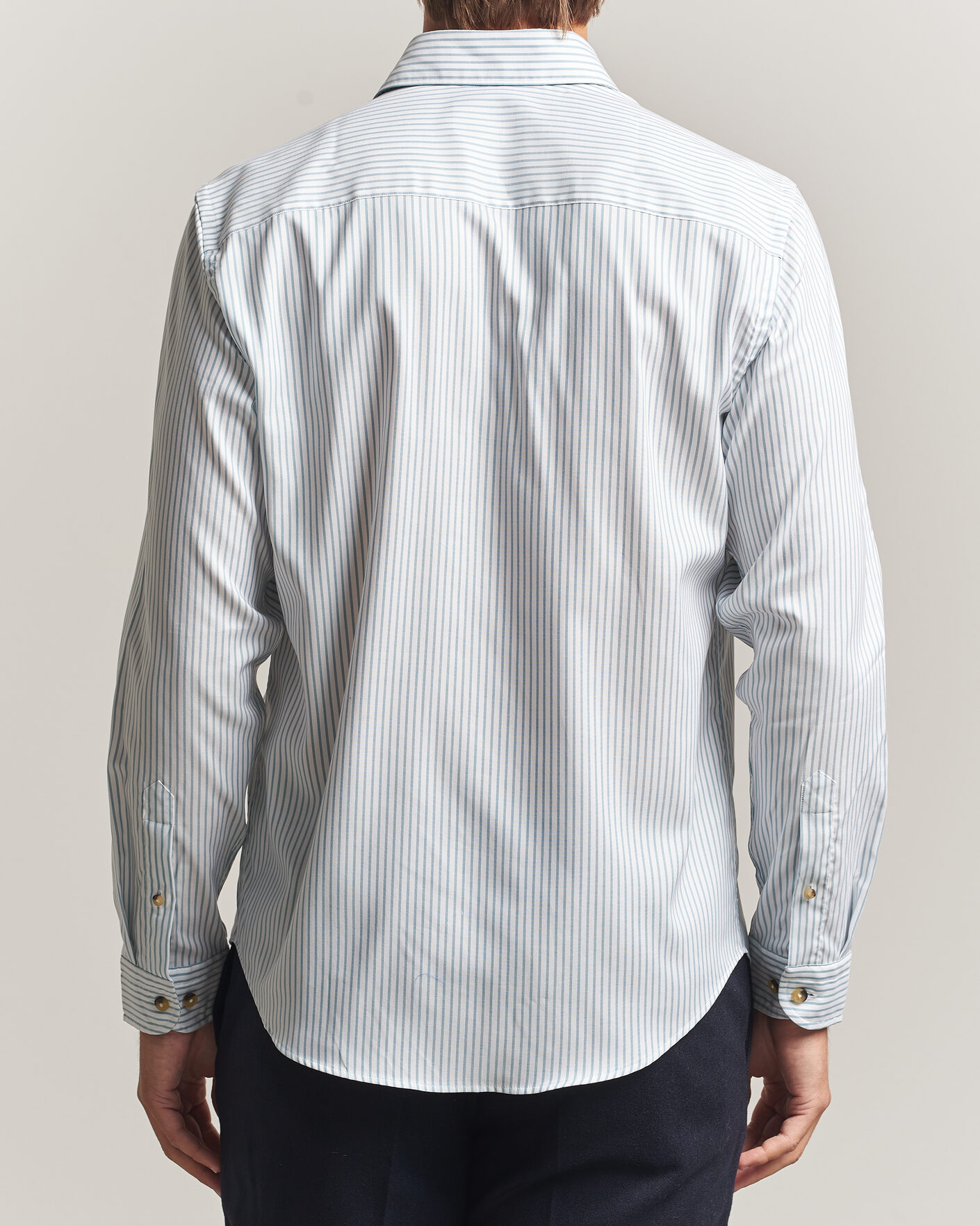 Men | Shirts | Eton | Casual Fit Signature Oxford Striped Shirt Mid Blue