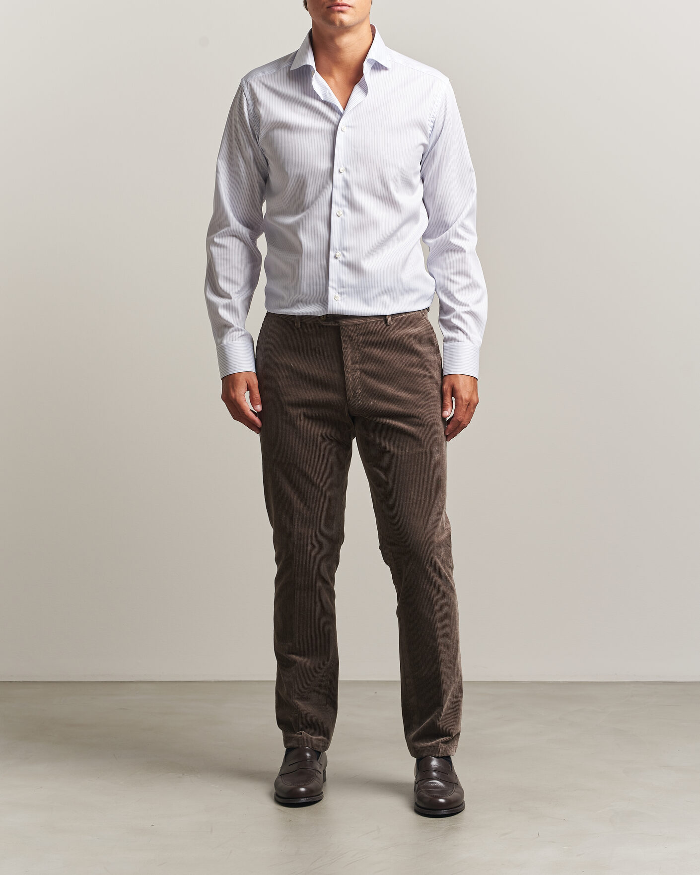Men | Shirts | Eton | Slim Fit Fine Twill Striped Shirt Light Blue