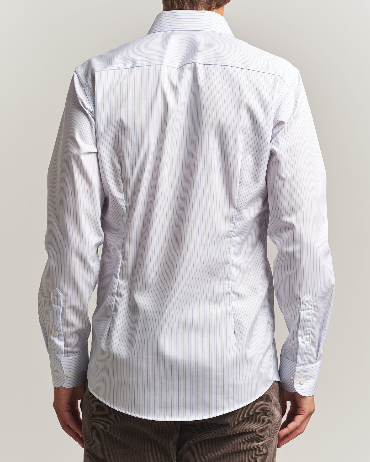Men | Shirts | Eton | Slim Fit Fine Twill Striped Shirt Light Blue