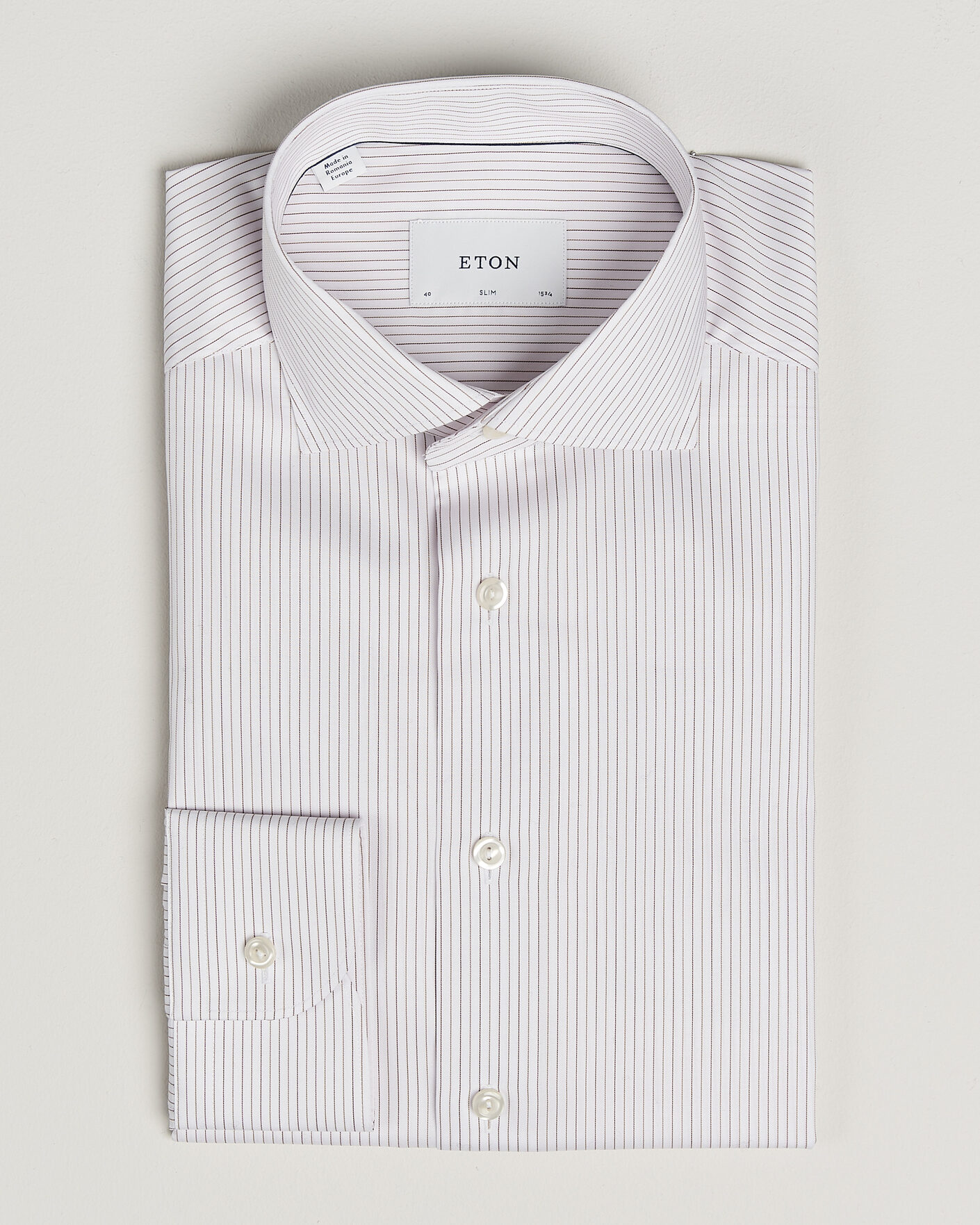 Men | Shirts | Eton | Slim Fit Fine Twill Striped Shirt Orange