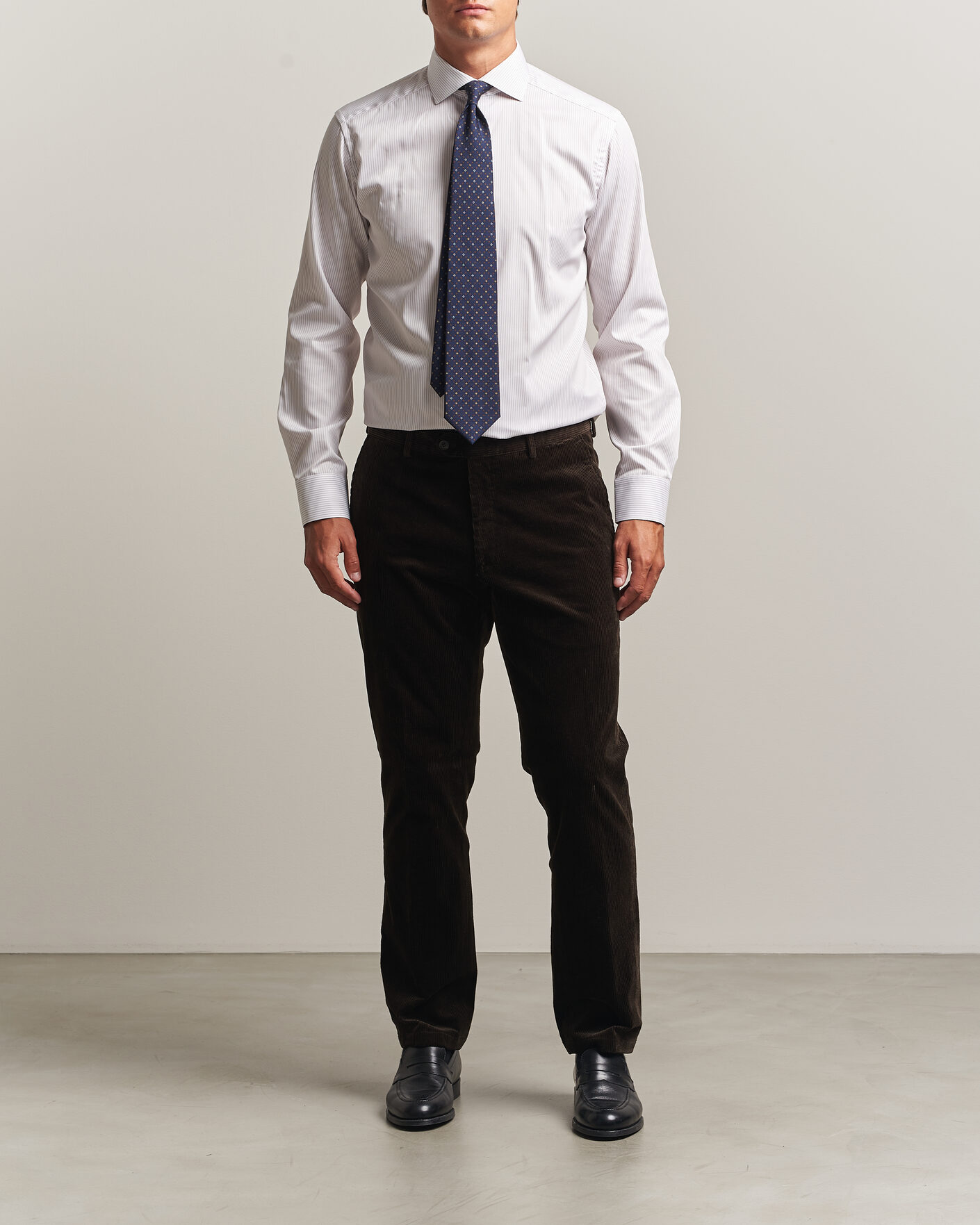 Men | Shirts | Eton | Slim Fit Fine Twill Striped Shirt Orange
