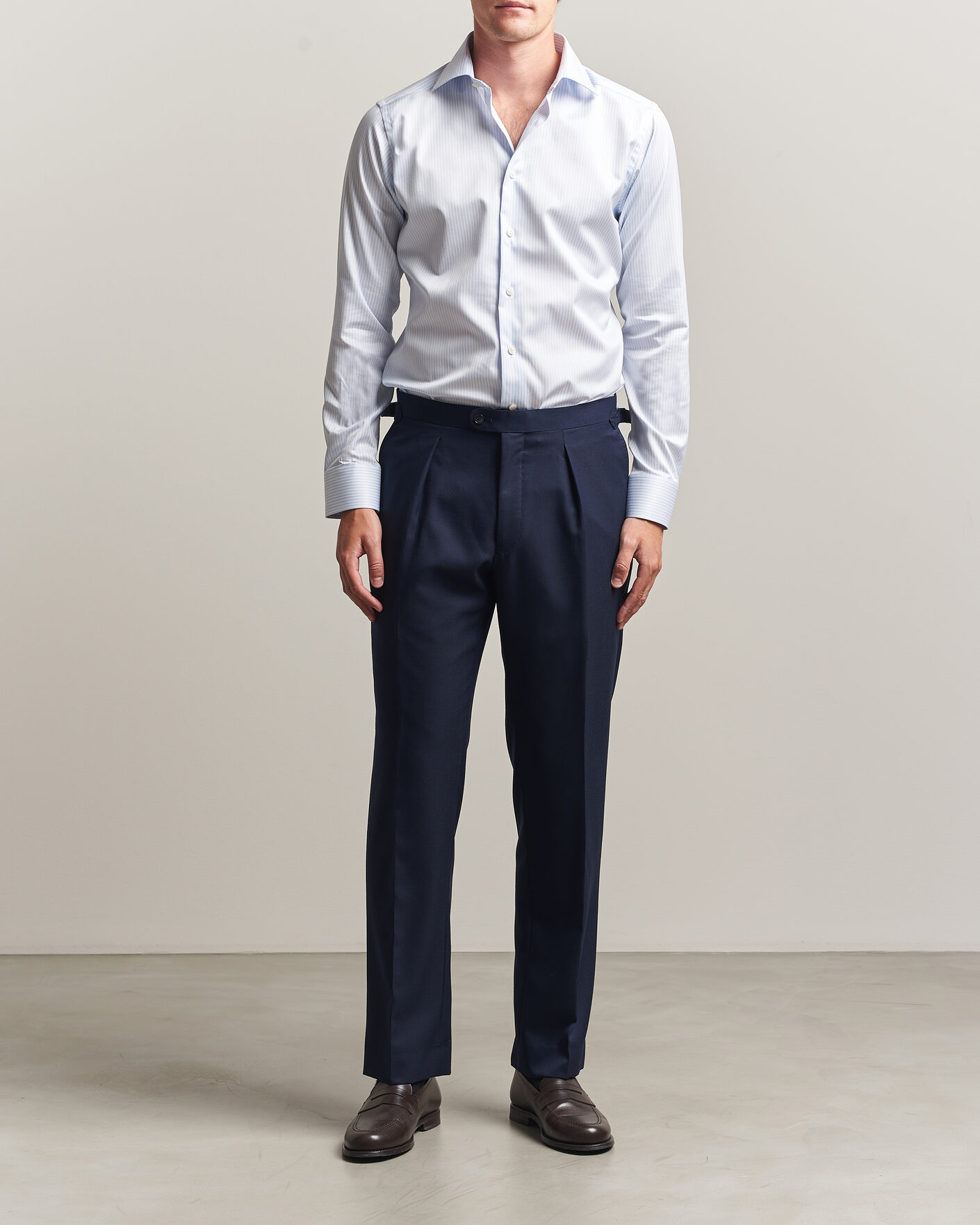 Men | Shirts | Eton | Slim Fit Signature Twill Striped Shirt Light Blue