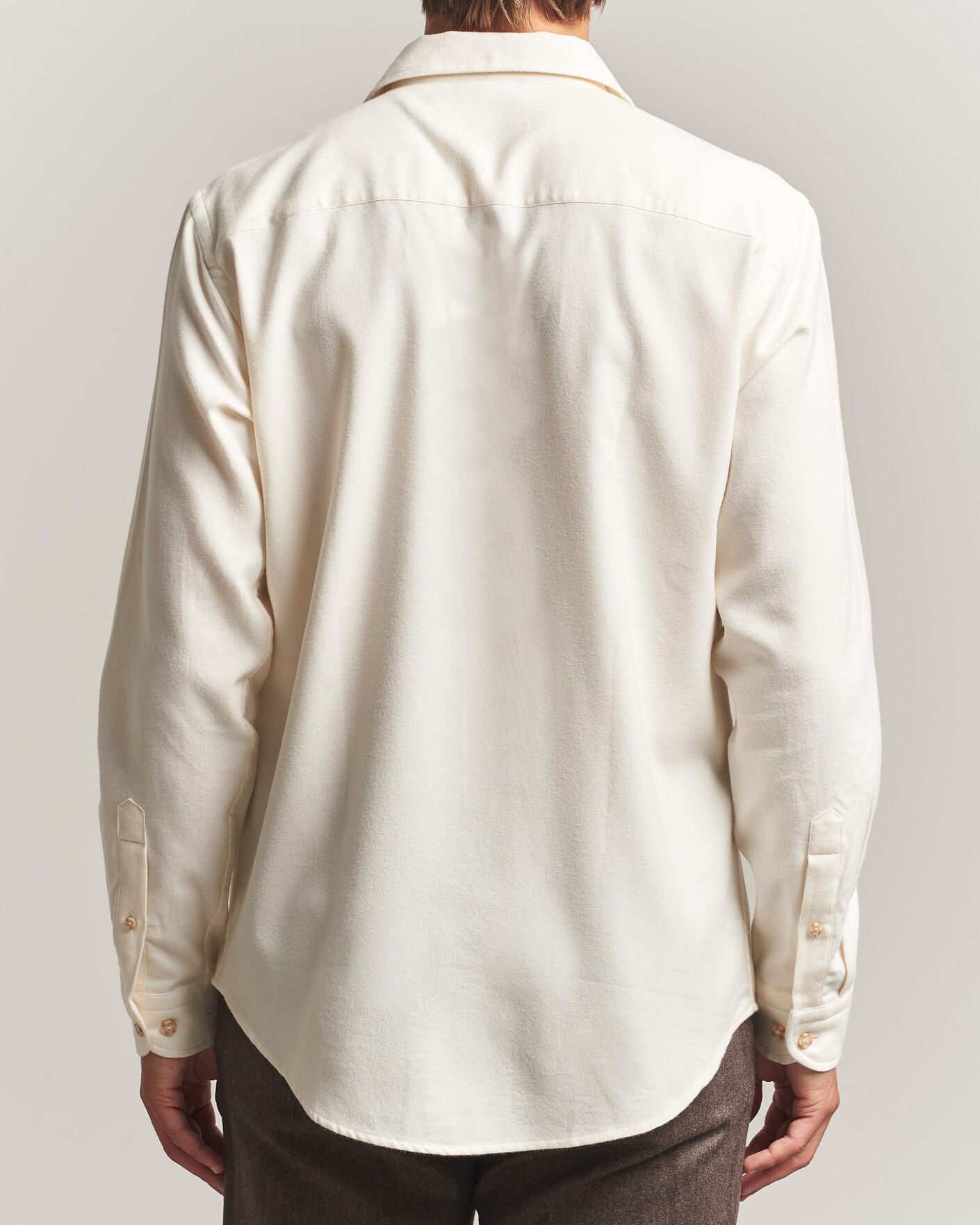 Men | Shirts | Eton | Casual Fit One Piece Collar Flannel Shirt Off White