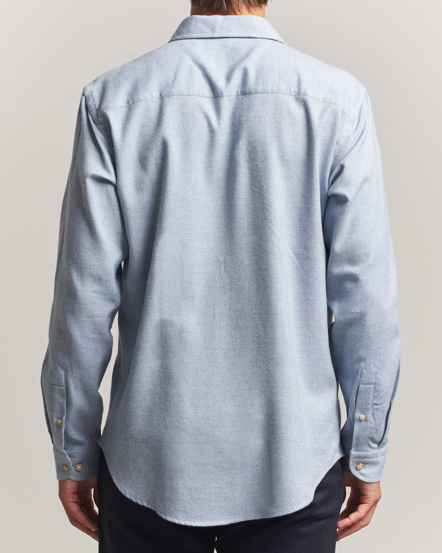 Men | Shirts | Eton | Casual Fit One Piece Collar Flannel Shirt Light Blue