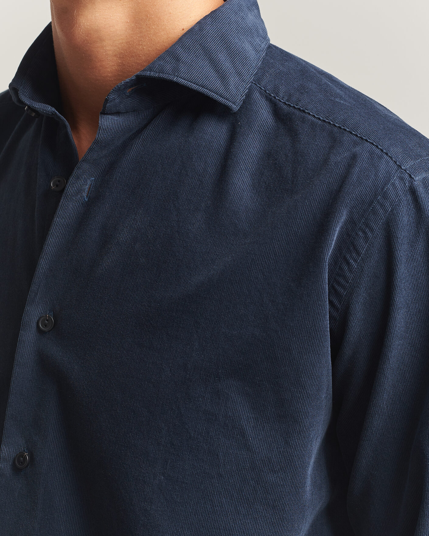 Men | Shirts | Eton | Casual Fit Corduroy Shirt Navy Blue