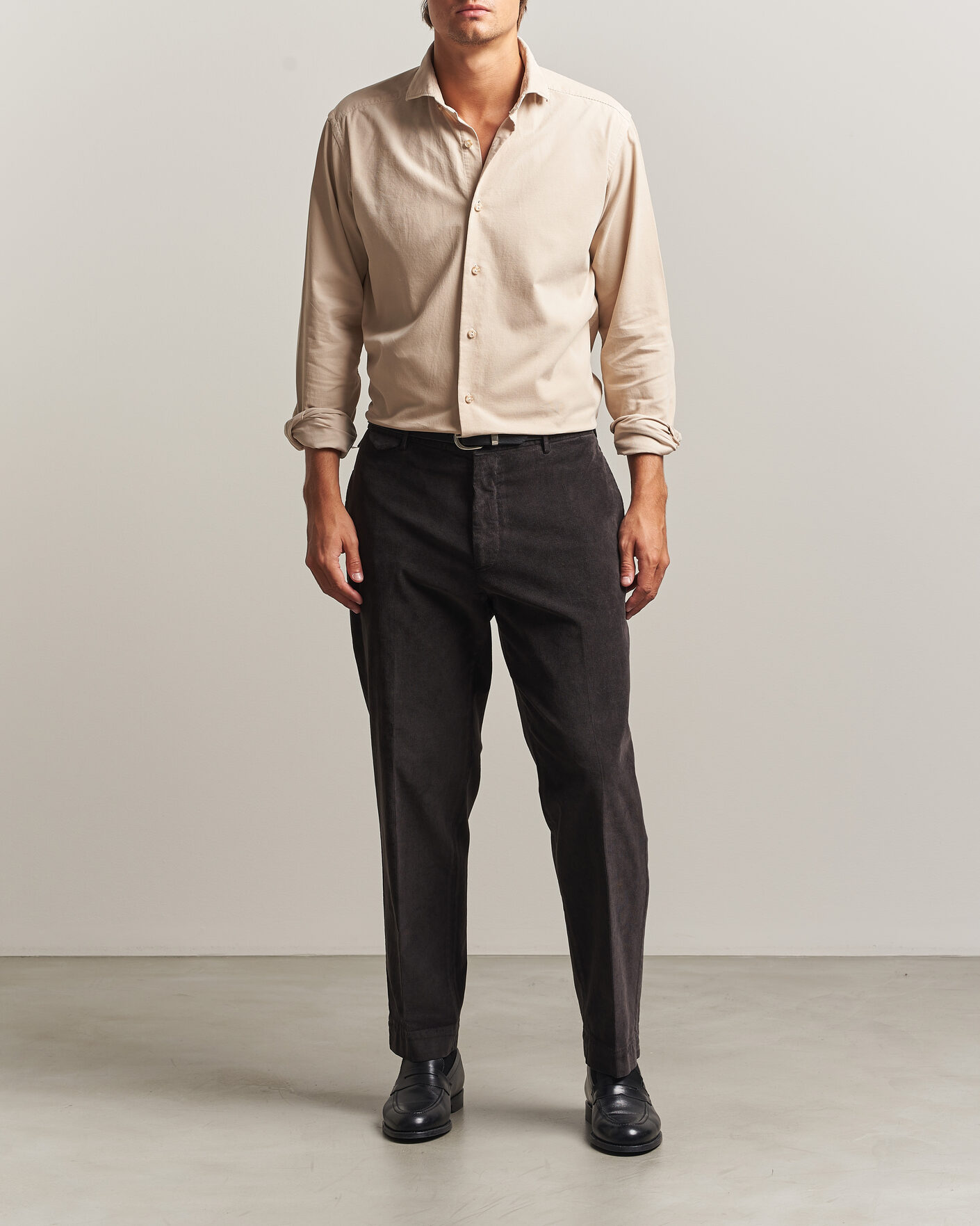 Men | Shirts | Eton | Casual Fit Corduroy Shirt Beige