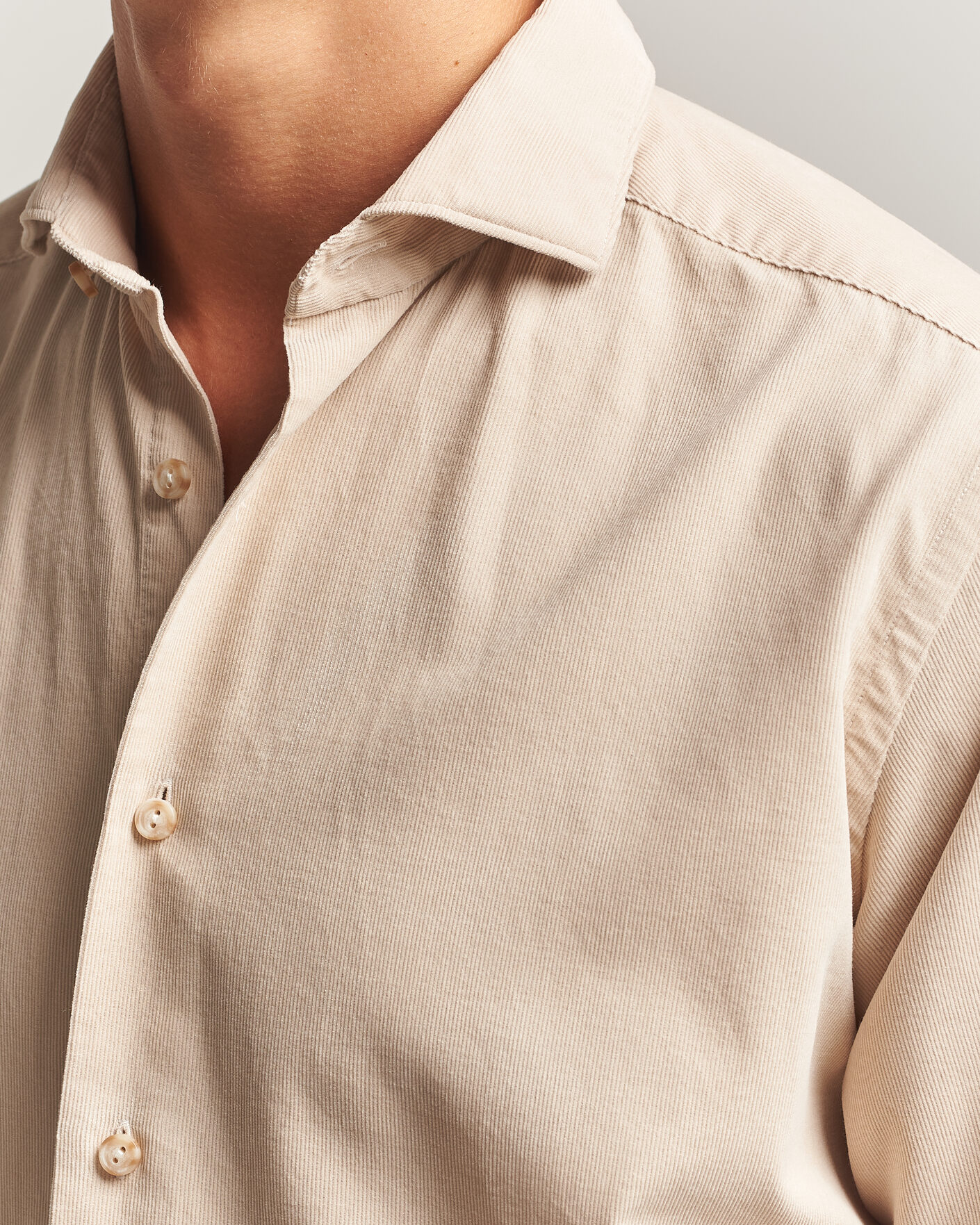 Men | Shirts | Eton | Casual Fit Corduroy Shirt Beige