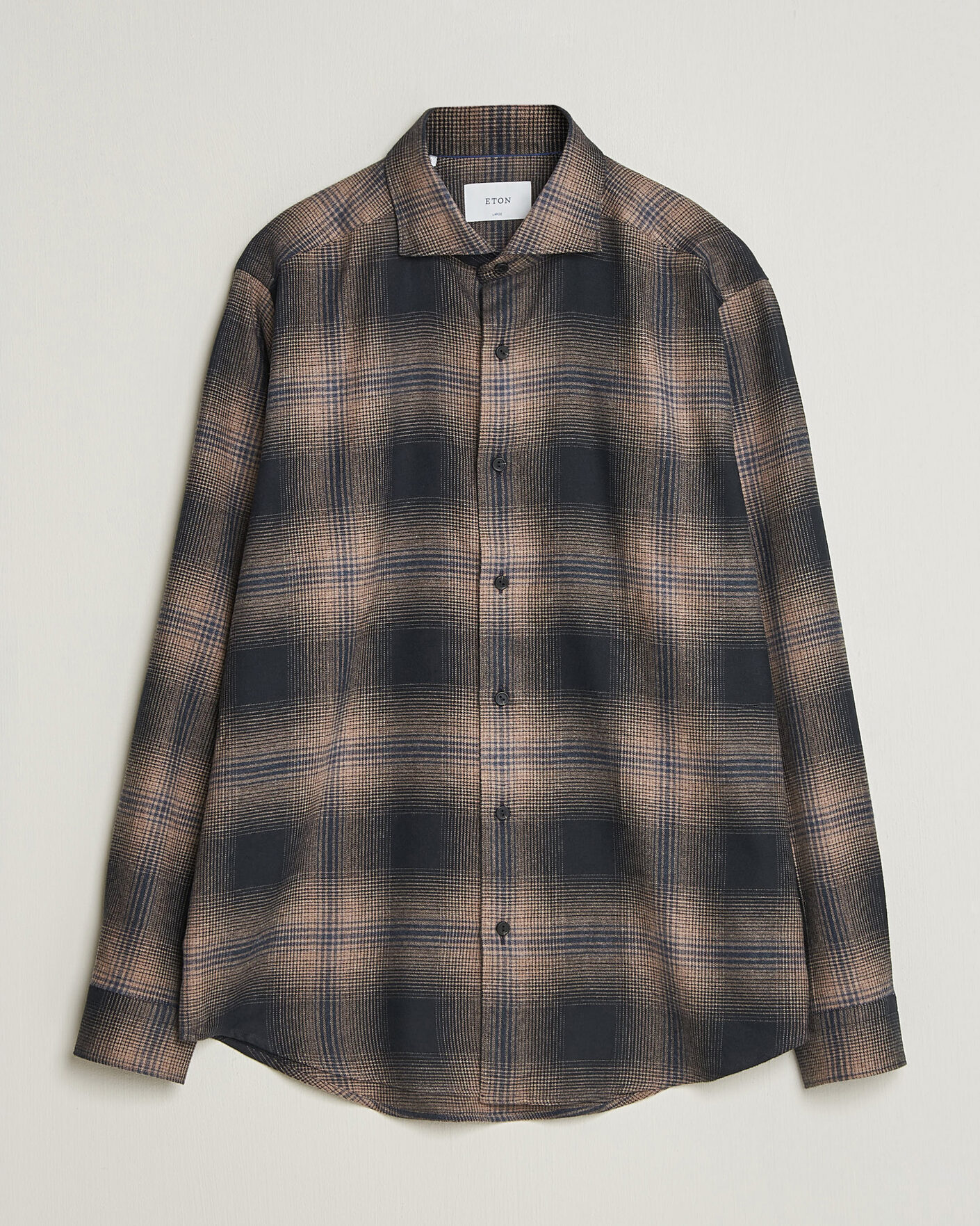Men | Shirts | Eton | Casual Fit Checked Flannel Shirt Navy Blue