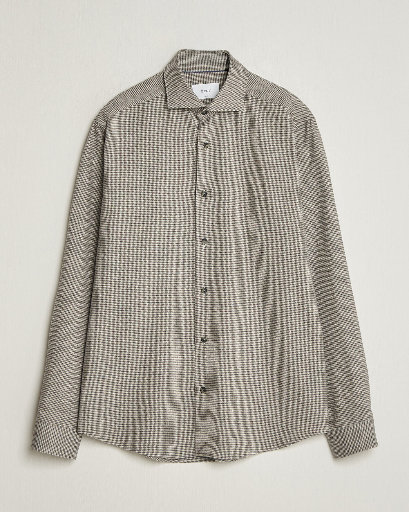 Men | Shirts | Eton | Casual Fit Houndstooth Flannel Shirt Mid Grey
