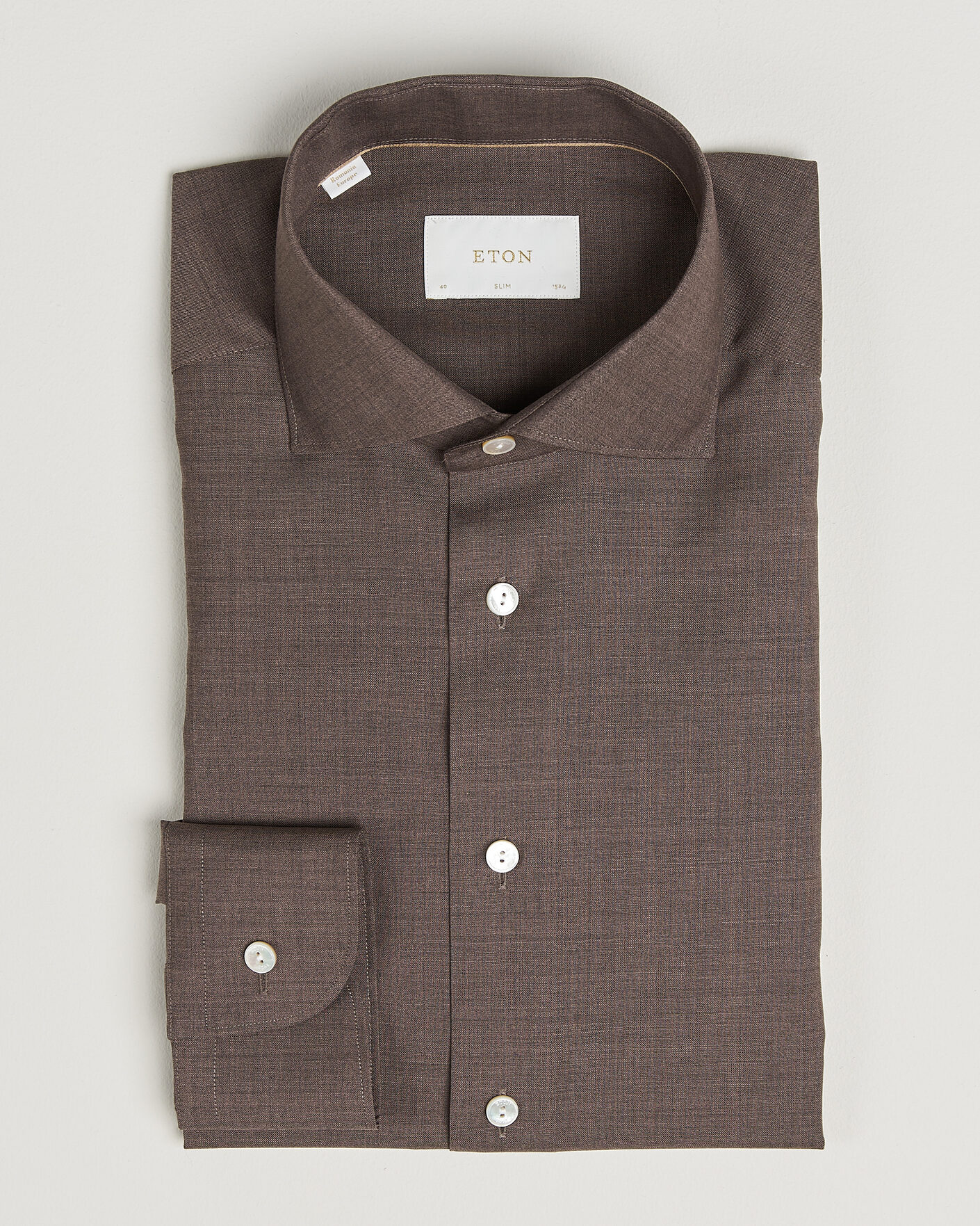 Men | Shirts | Eton | Slim Fit Merino Shirt Brown