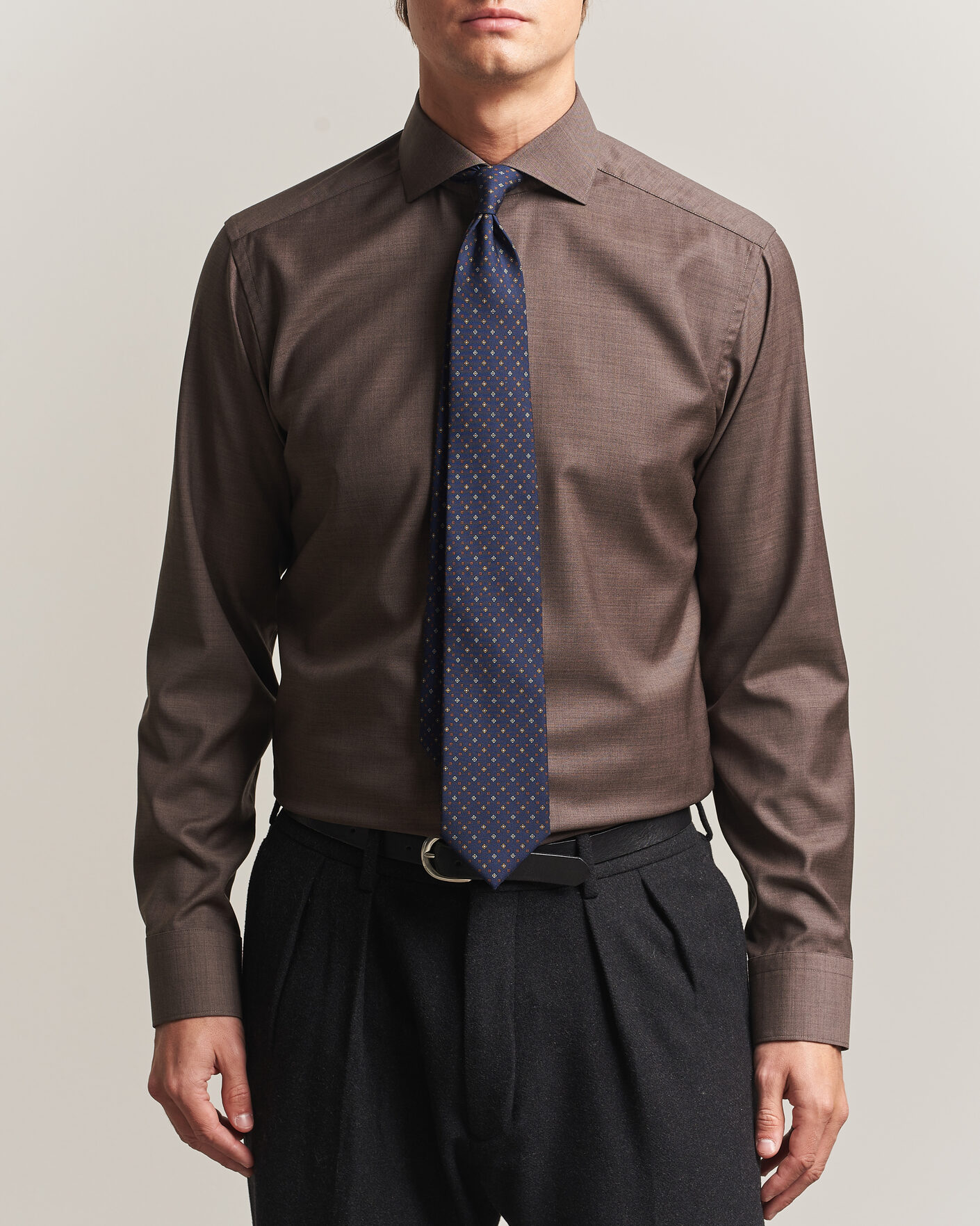 Men | Shirts | Eton | Slim Fit Merino Shirt Brown