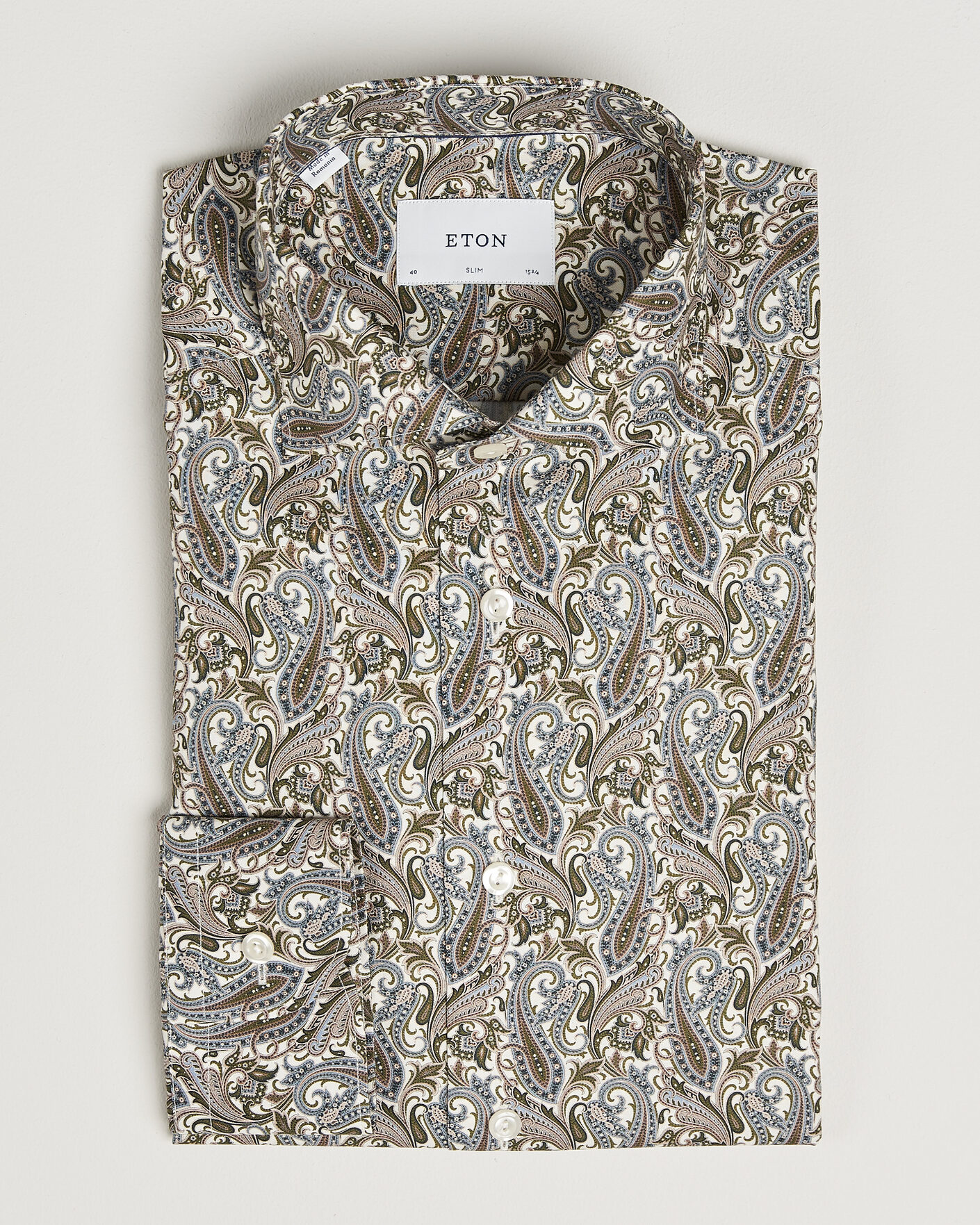 Men | Shirts | Eton | Slim Fit Signature Twill Printed Shirt Green Multi