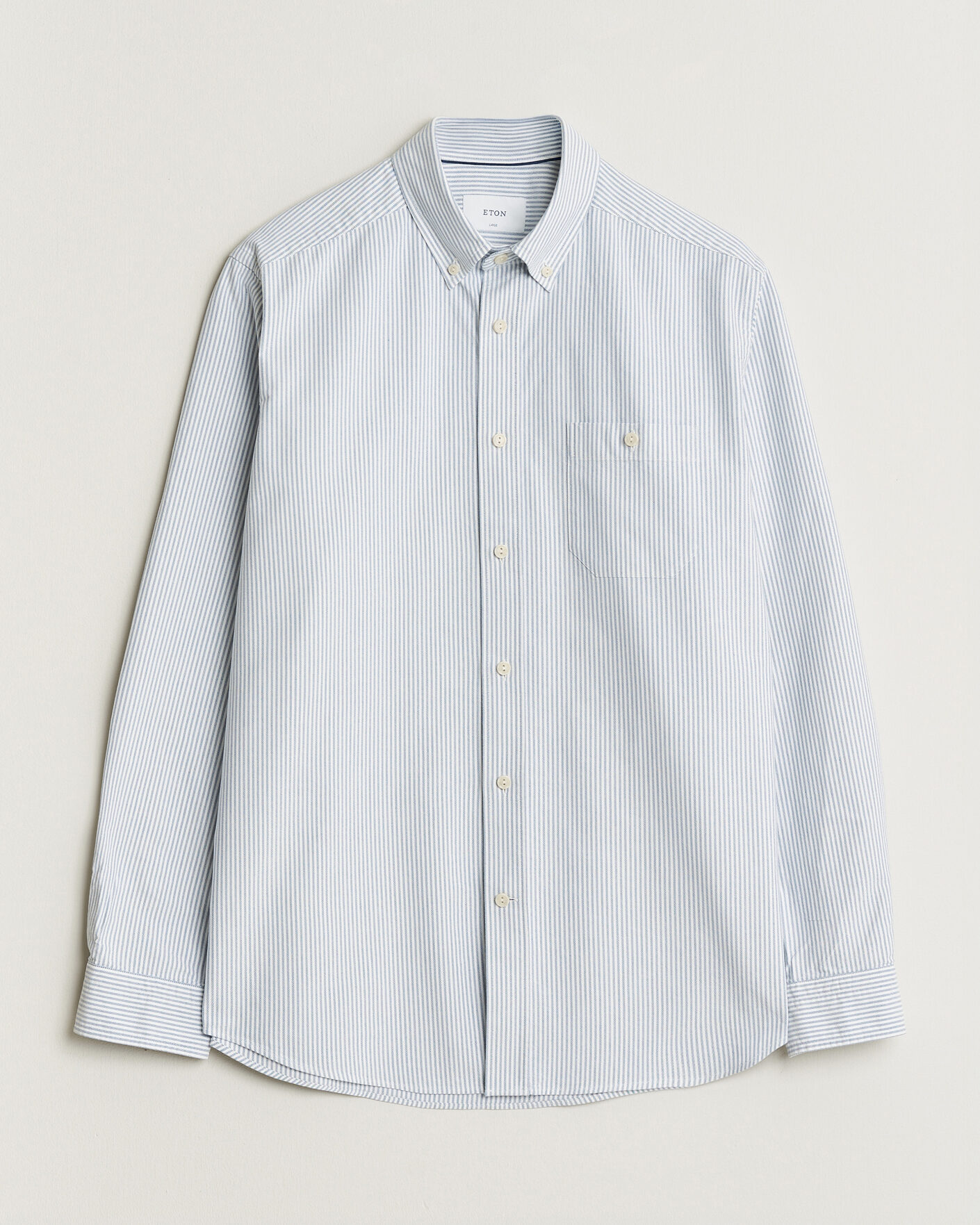 Men | Shirts | Eton | Regular Fit Ivy Oxford Striped Shirt Mid Blue
