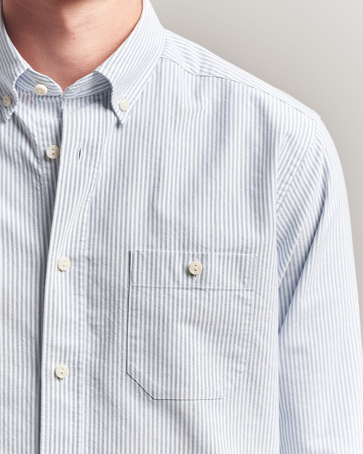 Men | Shirts | Eton | Regular Fit Ivy Oxford Striped Shirt Mid Blue