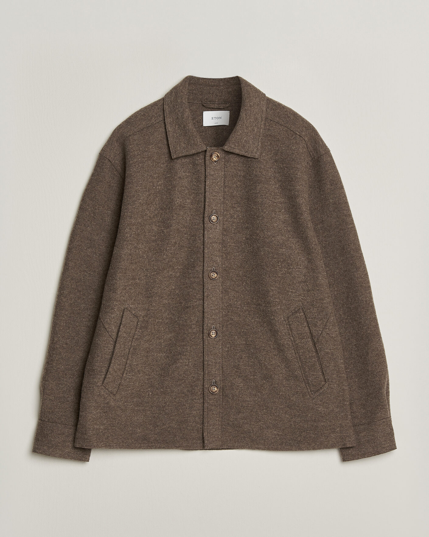 Men | Coats & Jackets | Eton | Boiled Wool Shirt Jacket Brown