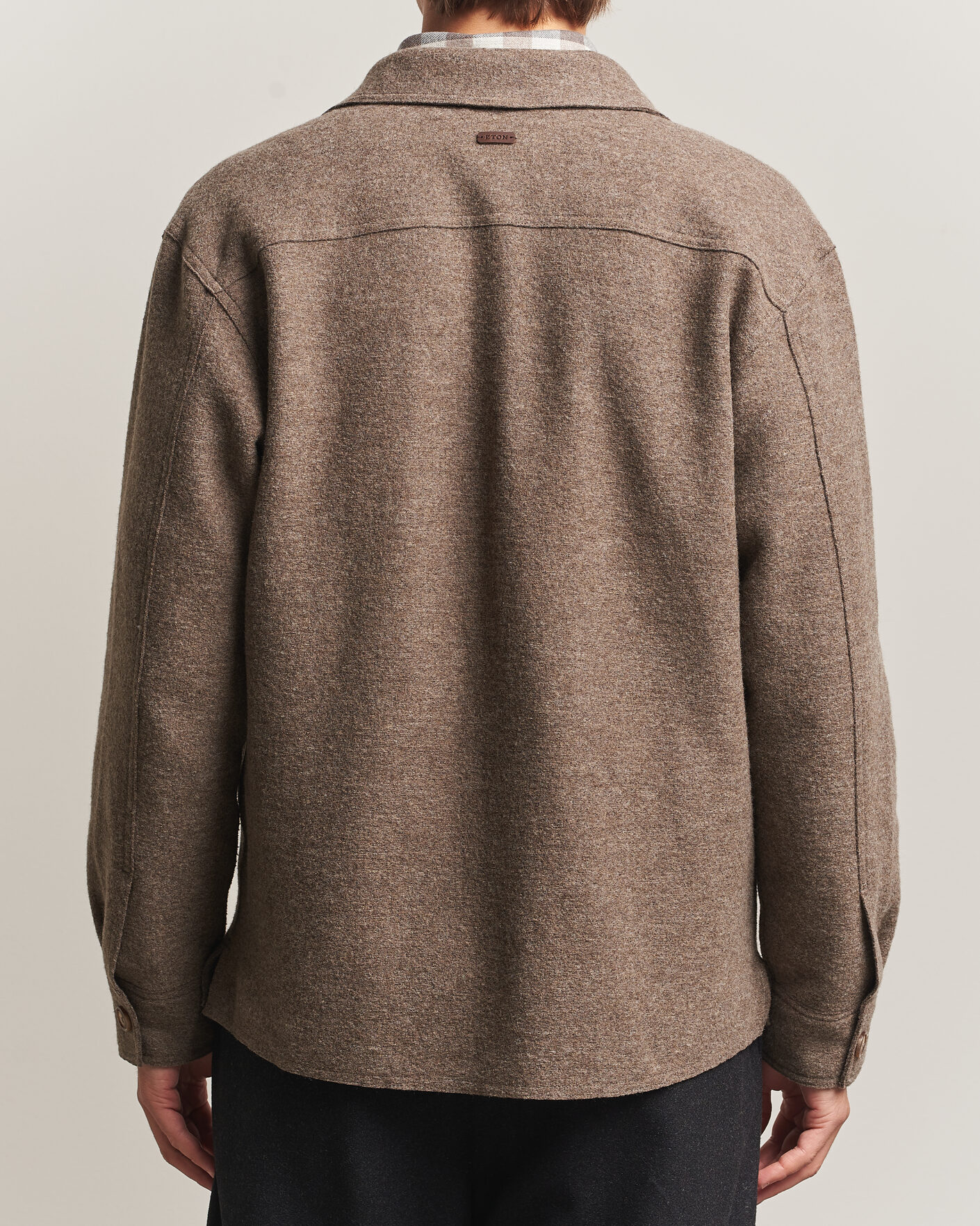 Men | Coats & Jackets | Eton | Boiled Wool Shirt Jacket Brown