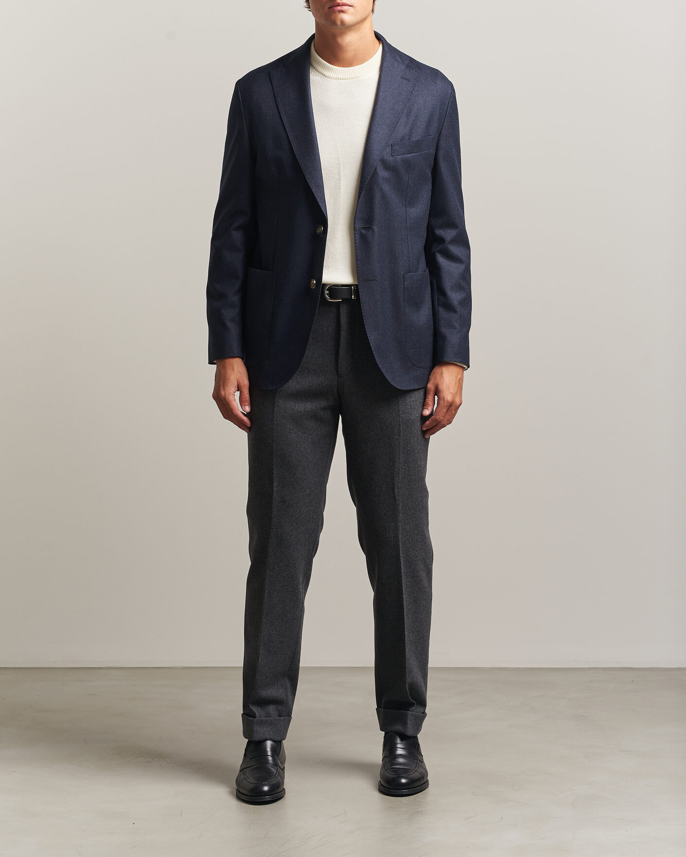 Men | Blazers | Eton | Wool Flannel Soft Jacket Navy Blue