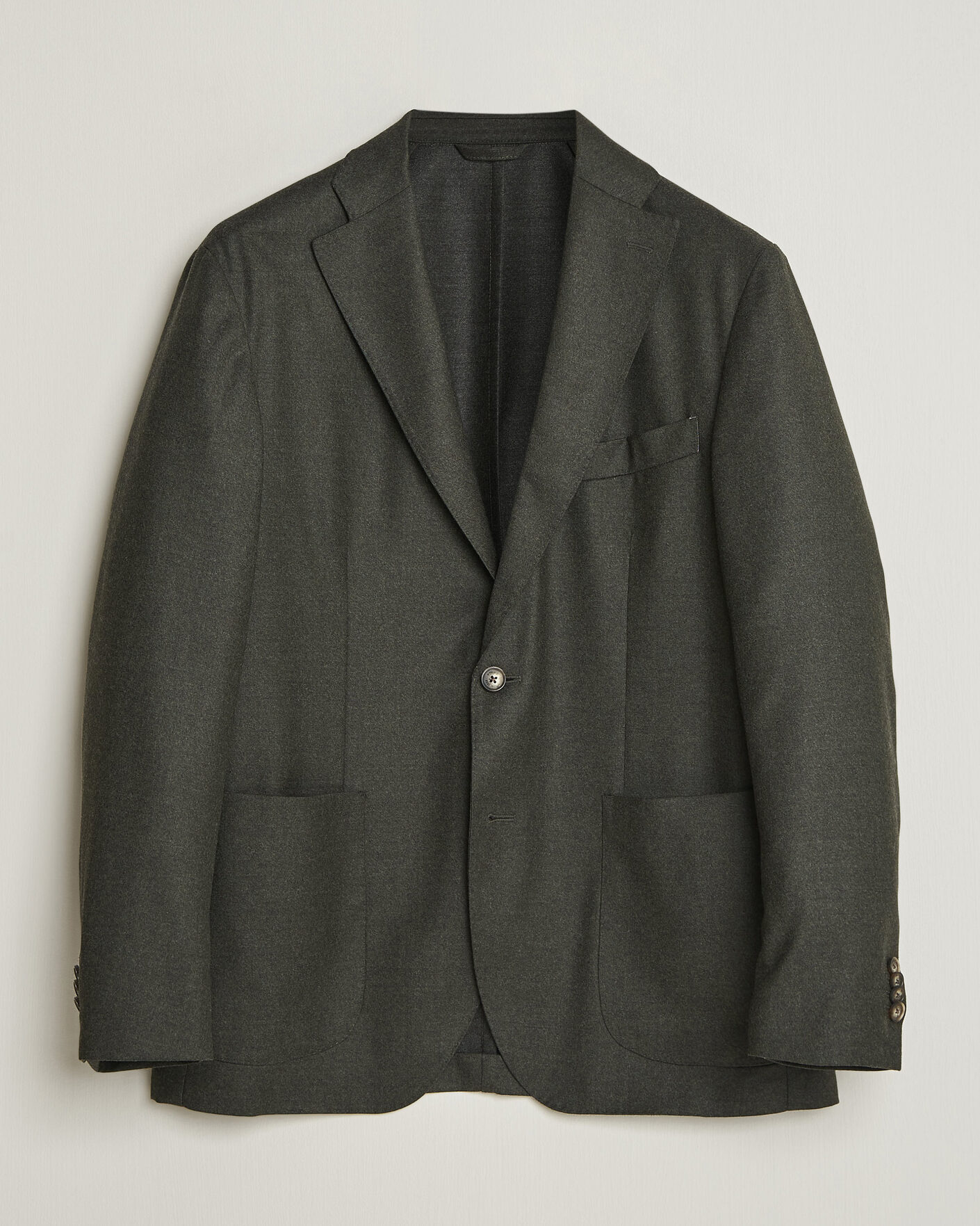 Men | Blazers | Eton | Wool Flannel Soft Jacket Dark Green