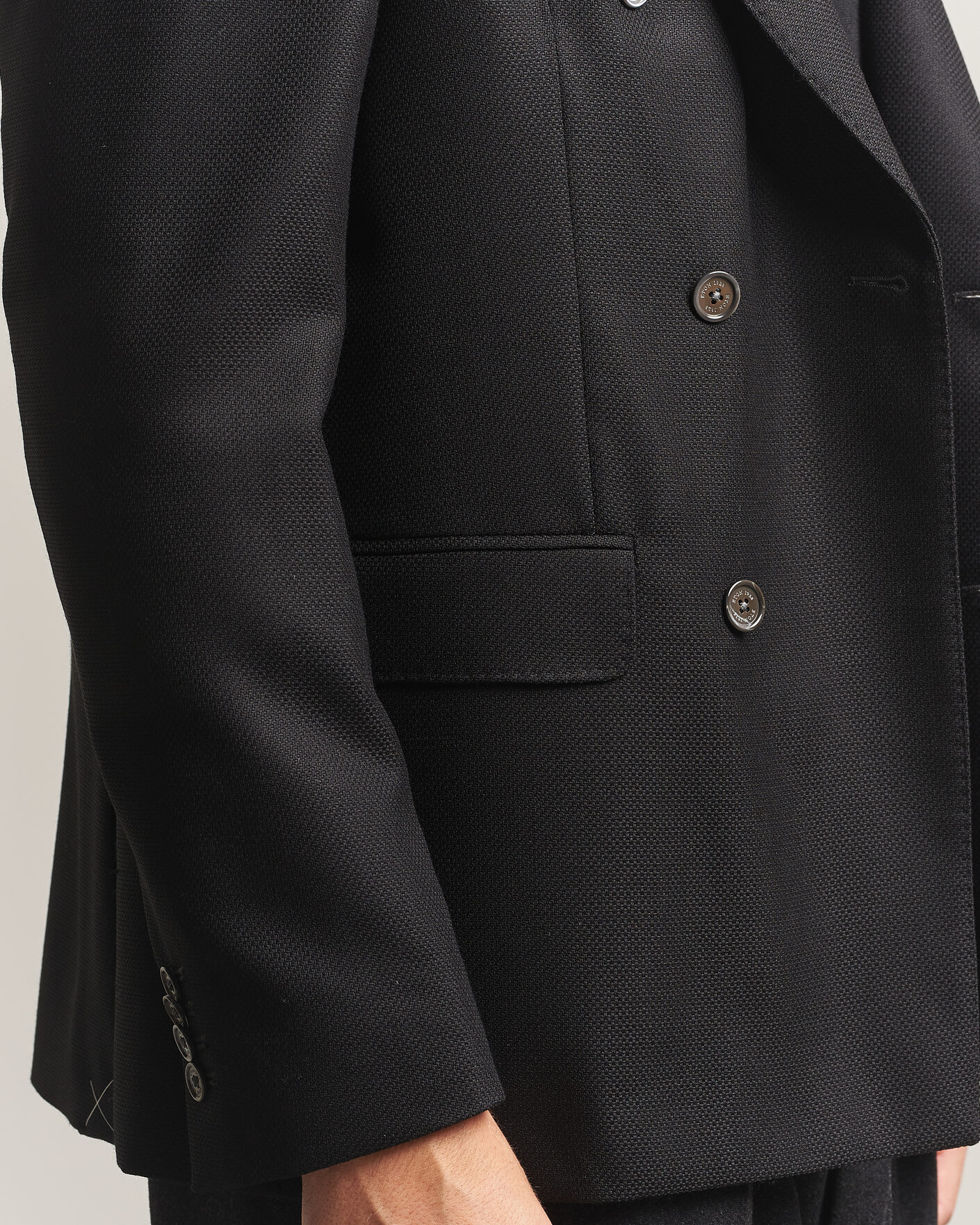 Men | Blazers | Eton | Double Breasted Hopsack Soft jacket Black