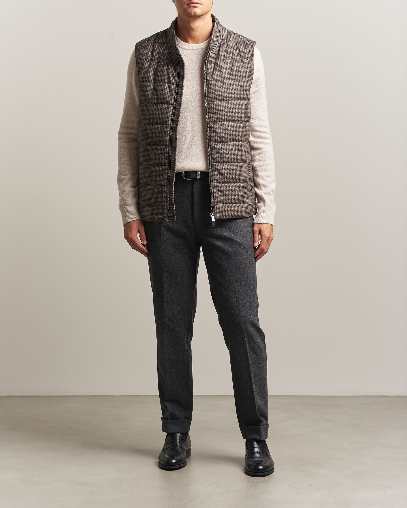 Men | Gilets | Eton | Wool/Cashmere Padded Vest Brown