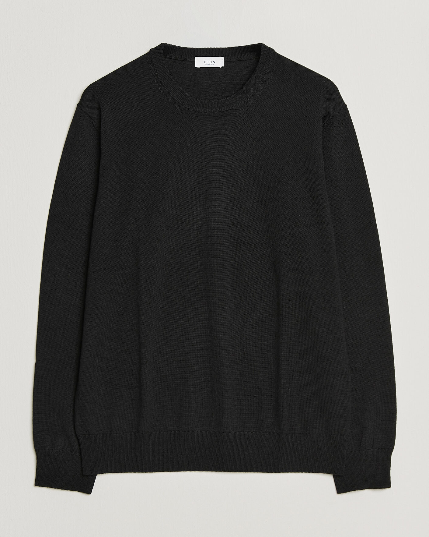 Men | Sweaters & Knitwear | Eton | Merino Wool Knitted Crew Neck Black