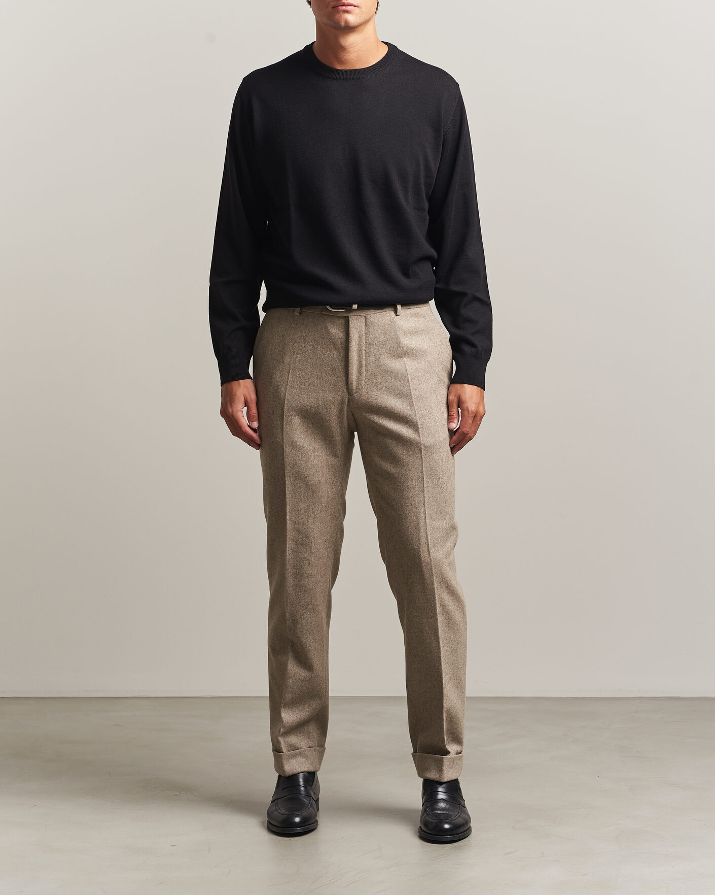 Men | Sweaters & Knitwear | Eton | Merino Wool Knitted Crew Neck Black