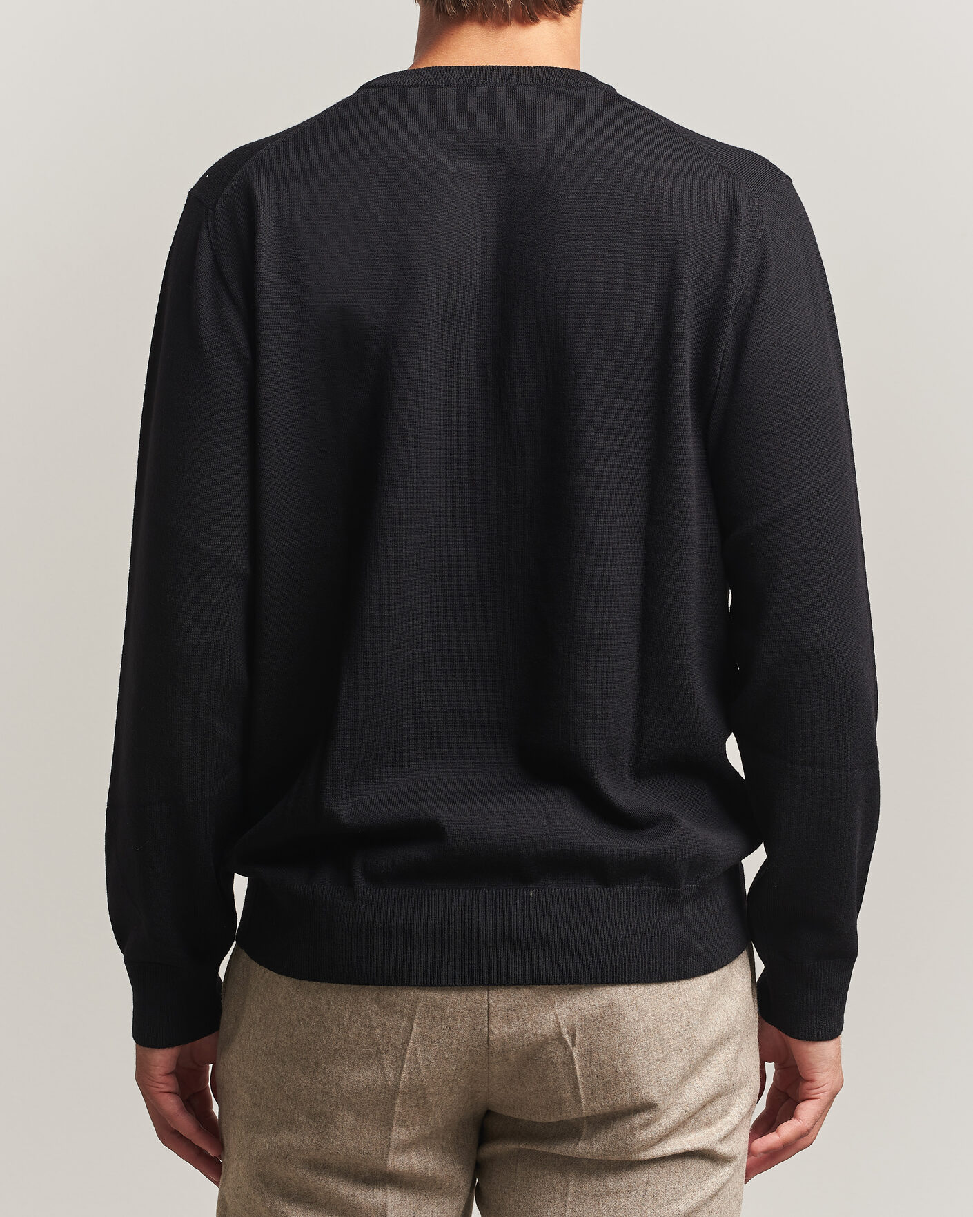Men | Sweaters & Knitwear | Eton | Merino Wool Knitted Crew Neck Black