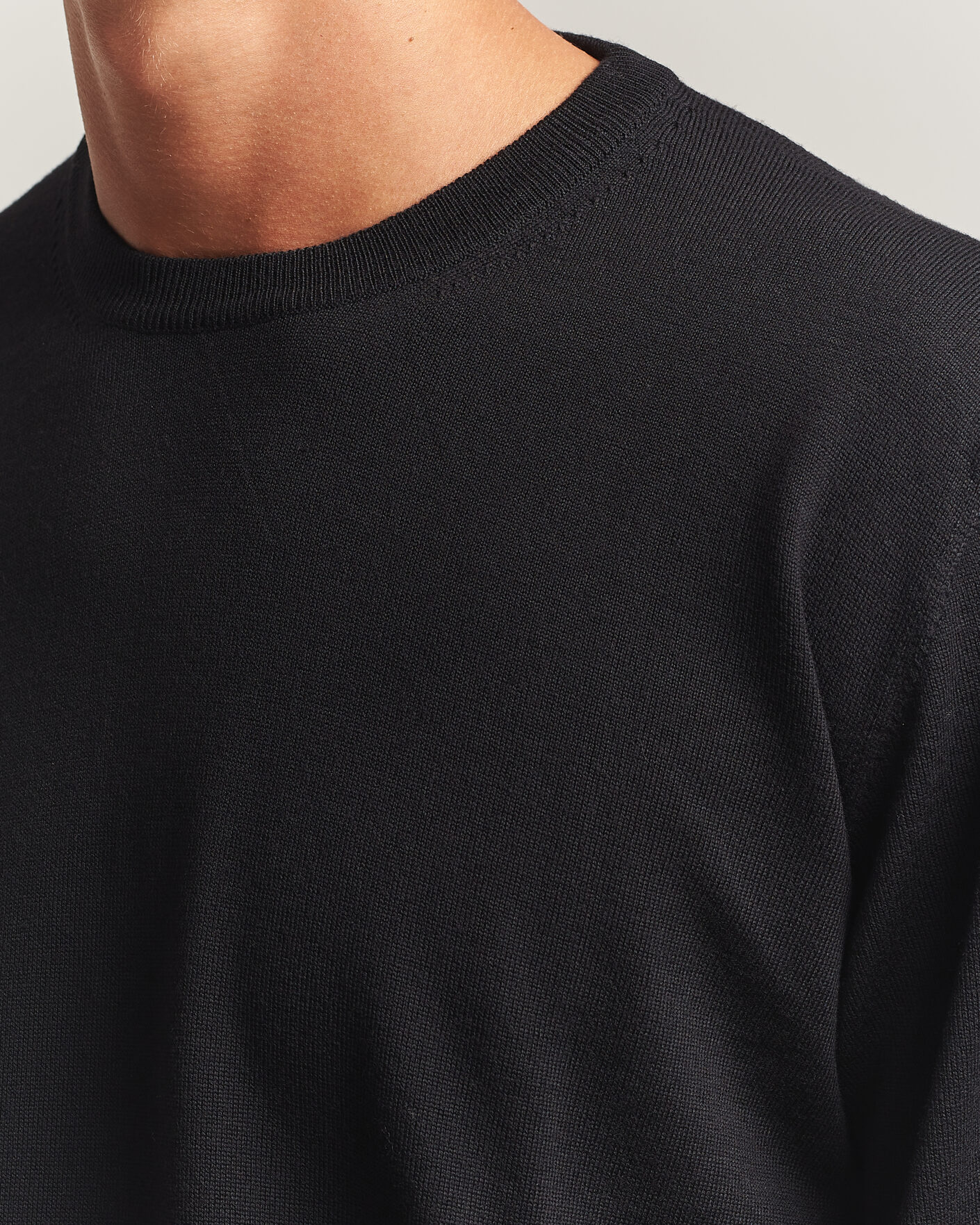 Men | Sweaters & Knitwear | Eton | Merino Wool Knitted Crew Neck Black