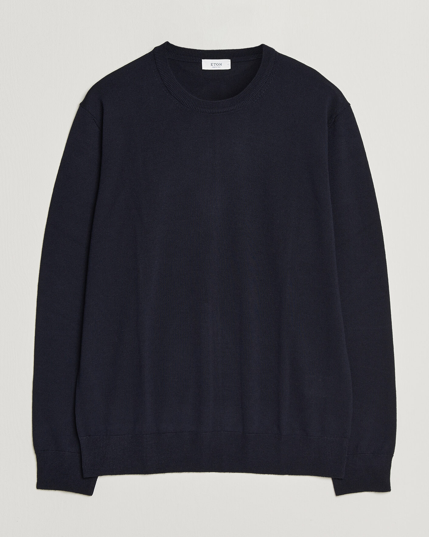 Men | Sweaters & Knitwear | Eton | Merino Wool Knitted Crew Neck Navy Blue