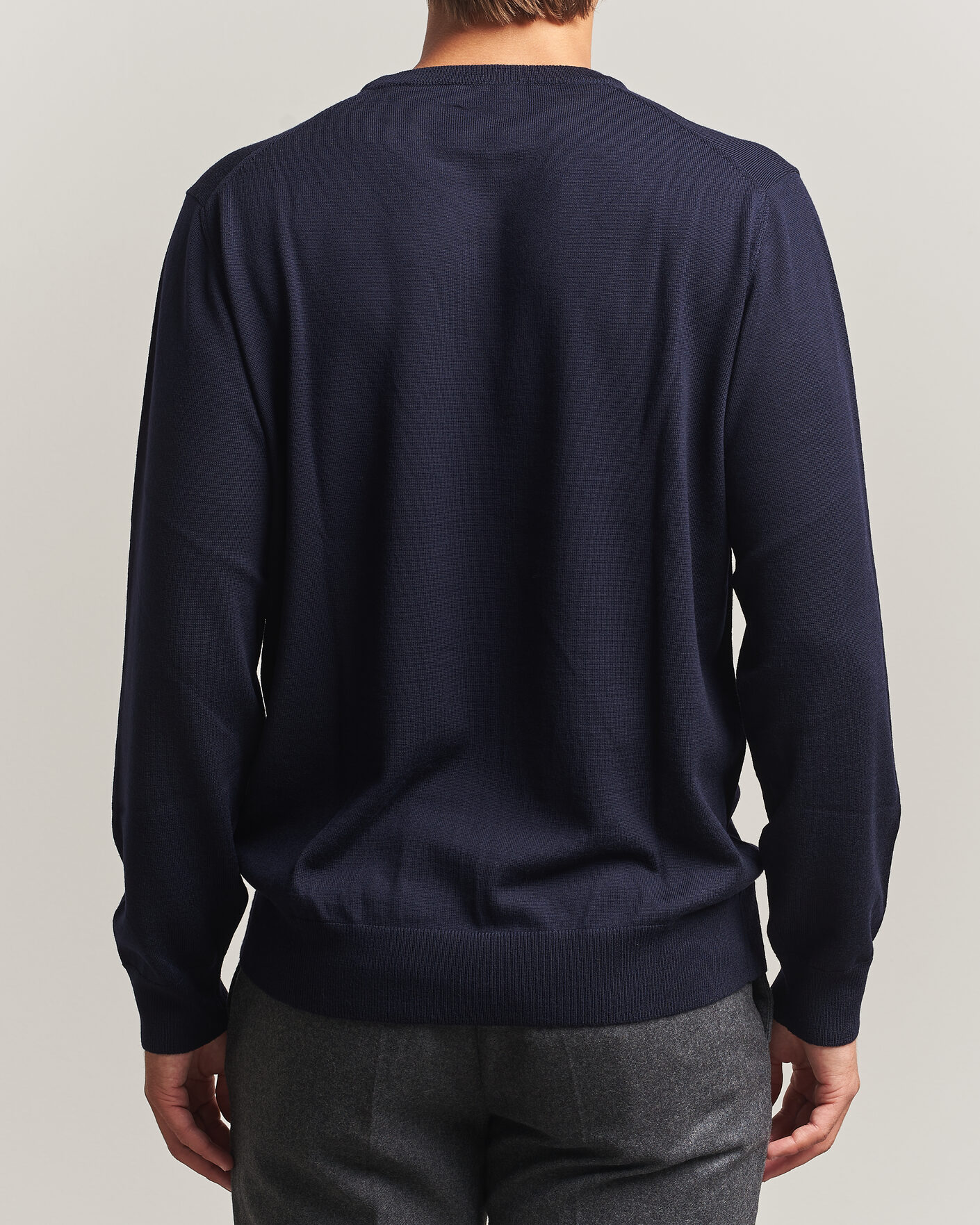 Men | Sweaters & Knitwear | Eton | Merino Wool Knitted Crew Neck Navy Blue