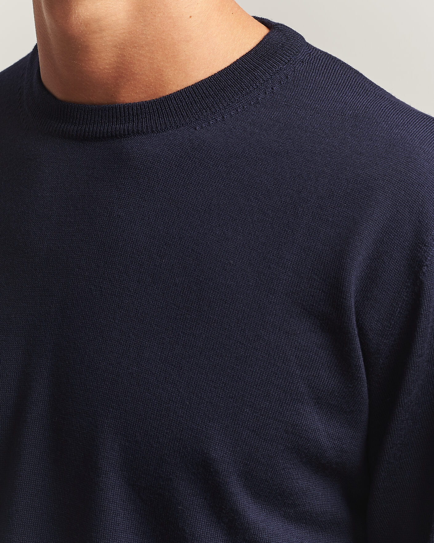 Men | Sweaters & Knitwear | Eton | Merino Wool Knitted Crew Neck Navy Blue