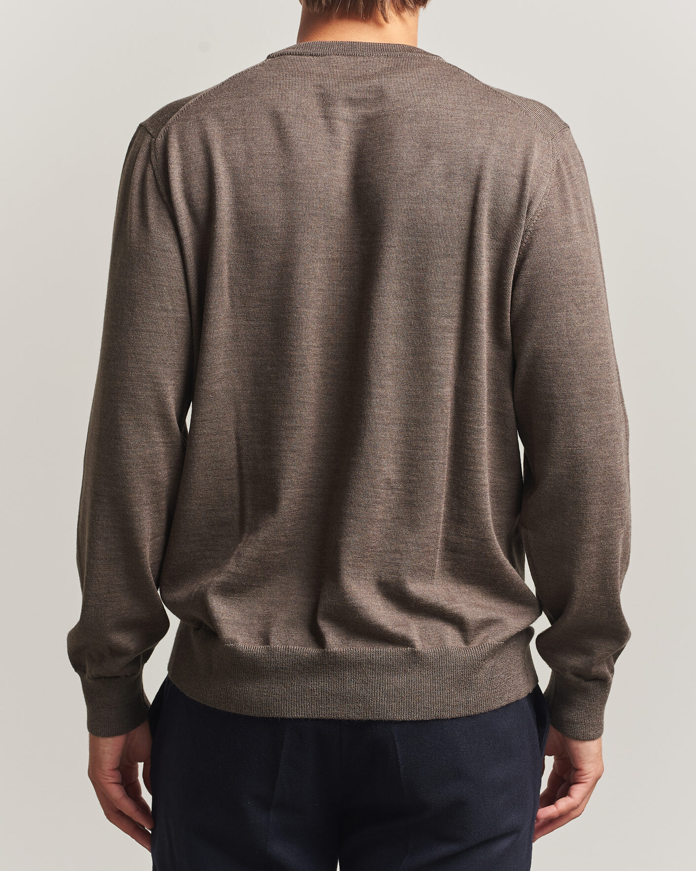 Men | Sweaters & Knitwear | Eton | Merino Wool Knitted Crew Neck Dark Brown