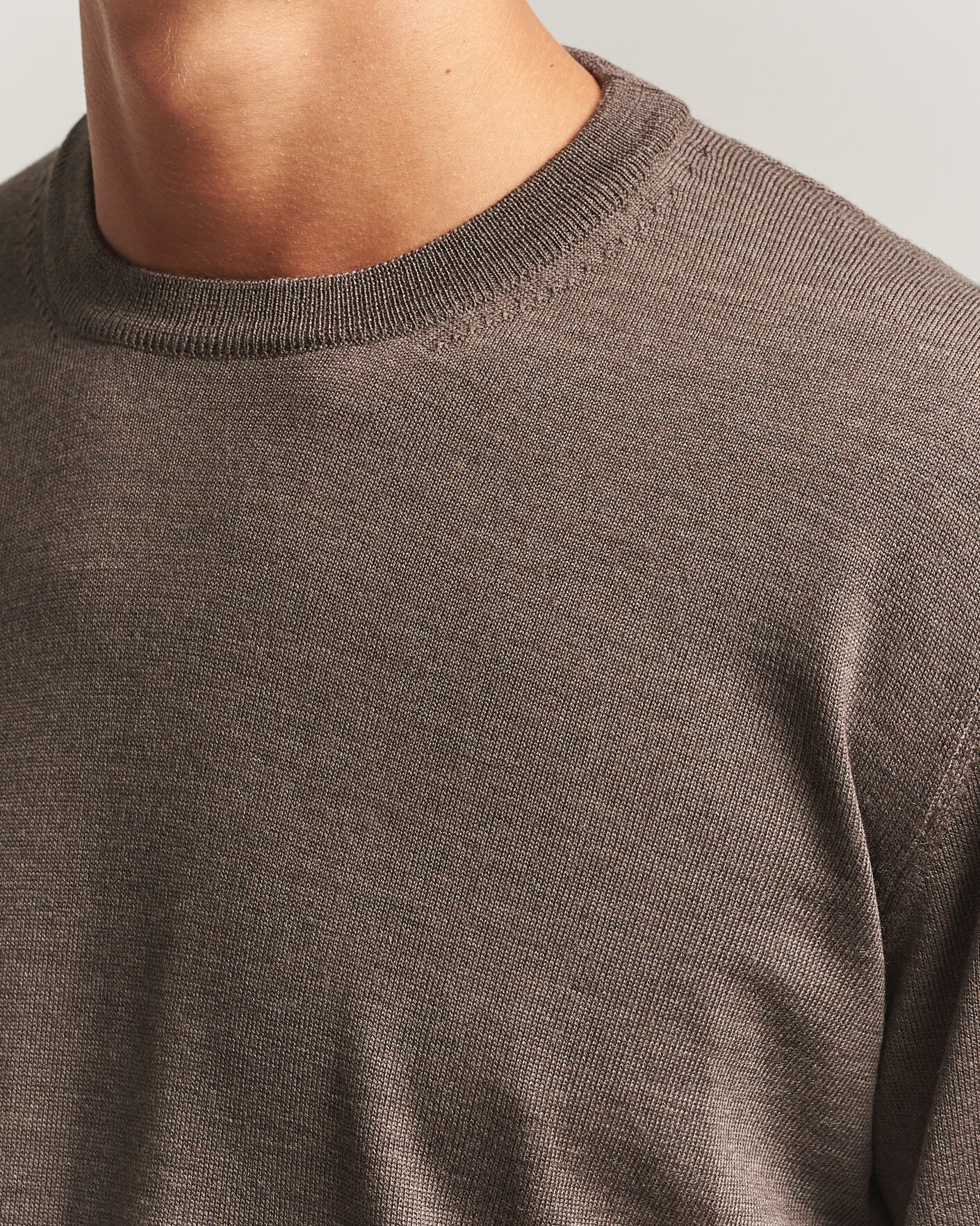 Men | Sweaters & Knitwear | Eton | Merino Wool Knitted Crew Neck Dark Brown
