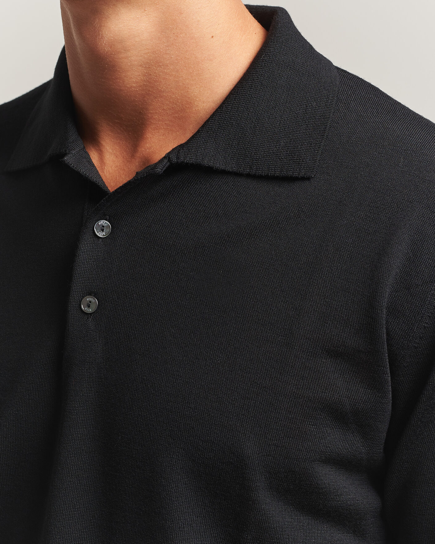 Men | Sweaters & Knitwear | Eton | Merino Wool Knitted Polo Black