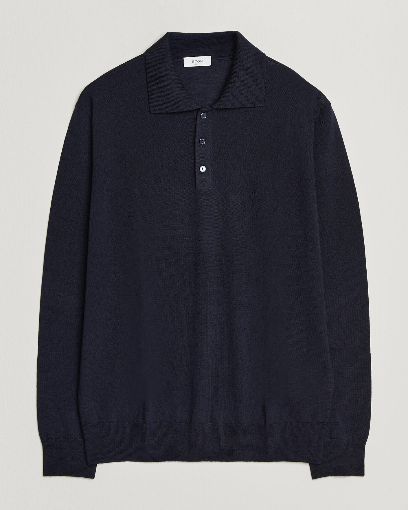 Men | Sweaters & Knitwear | Eton | Merino Wool Knitted Polo Navy Blue