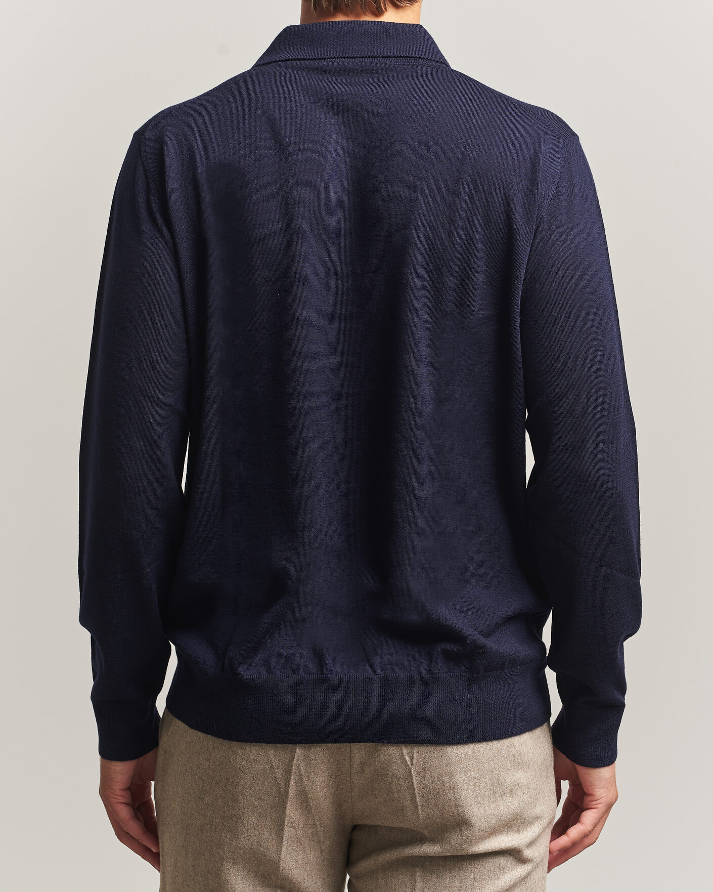 Men | Sweaters & Knitwear | Eton | Merino Wool Knitted Polo Navy Blue