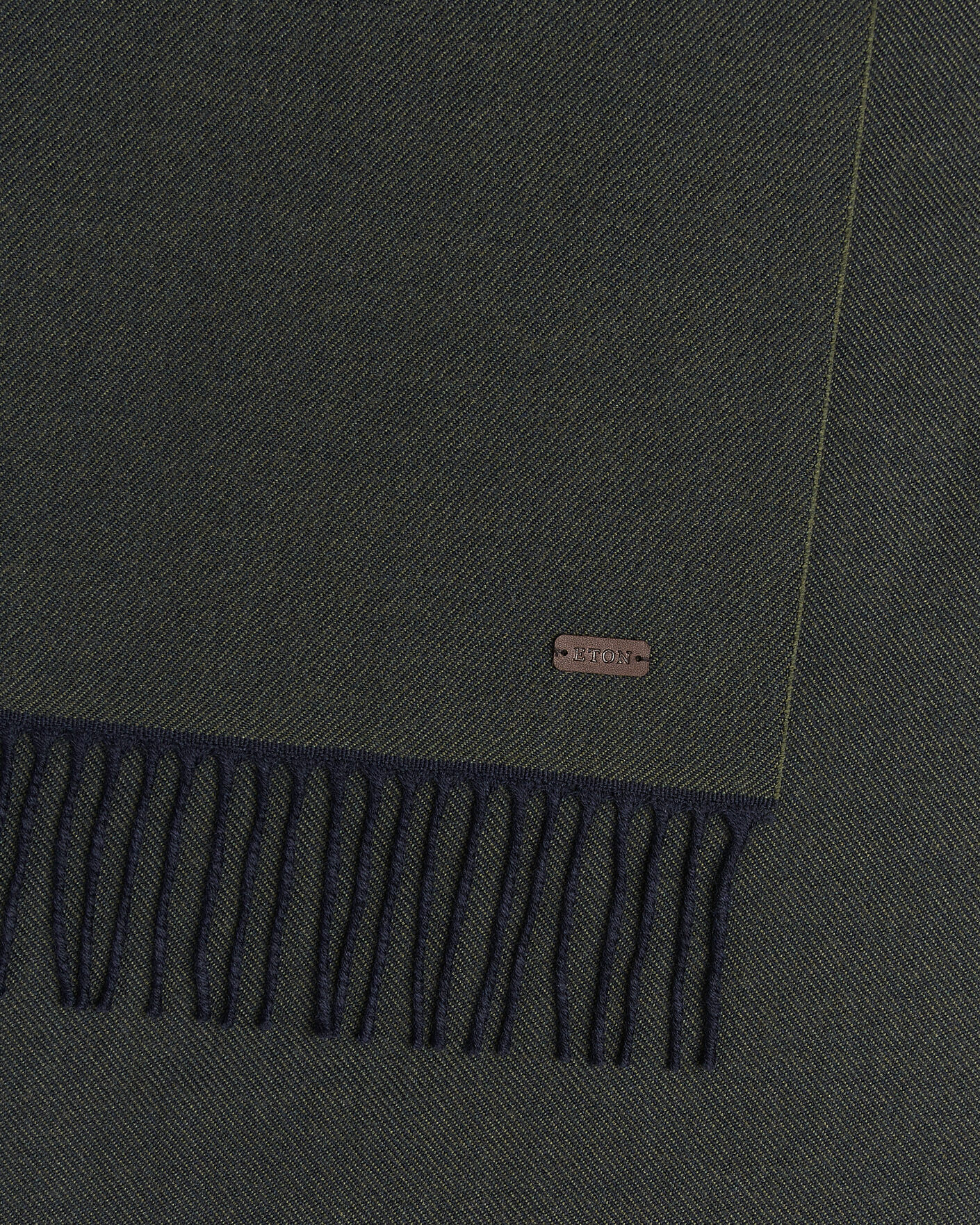Men | Scarves | Eton | Twill Merino Wool Scarf Dark Green