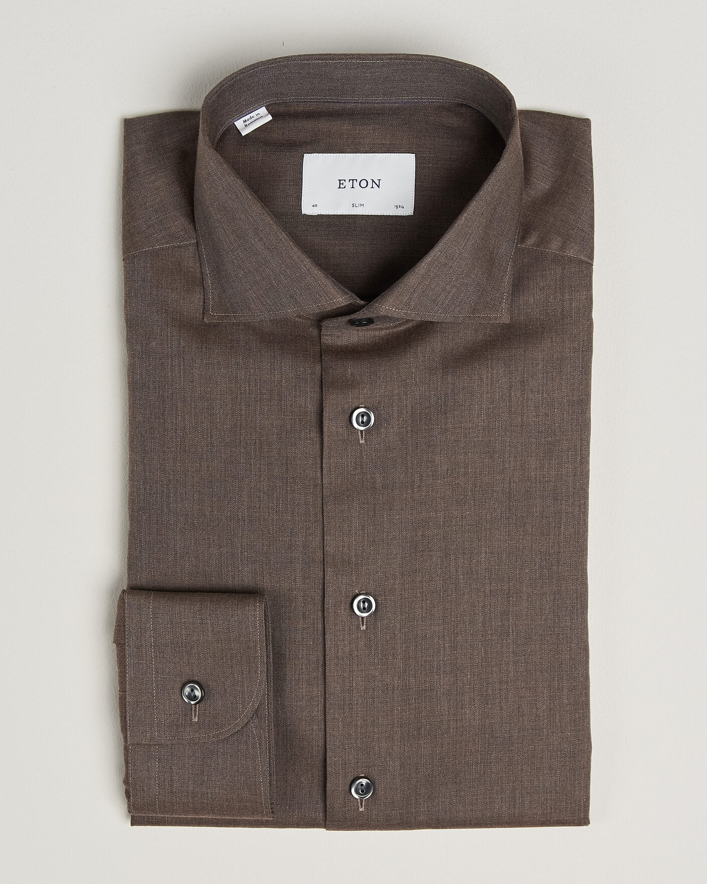 Men | Shirts | Eton | Slim Fit Signature Flannel Shirt Brown