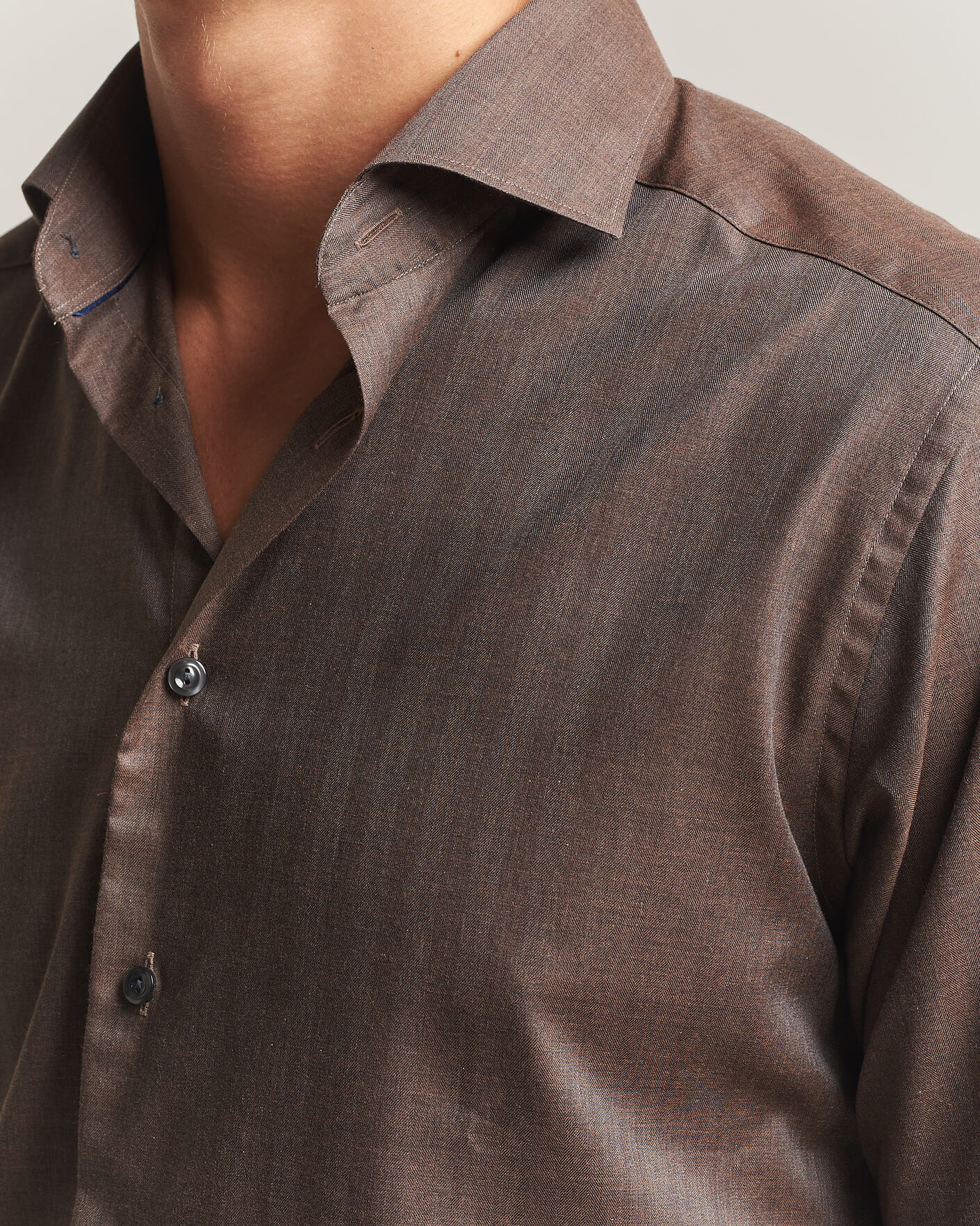 Men | Shirts | Eton | Slim Fit Signature Flannel Shirt Brown