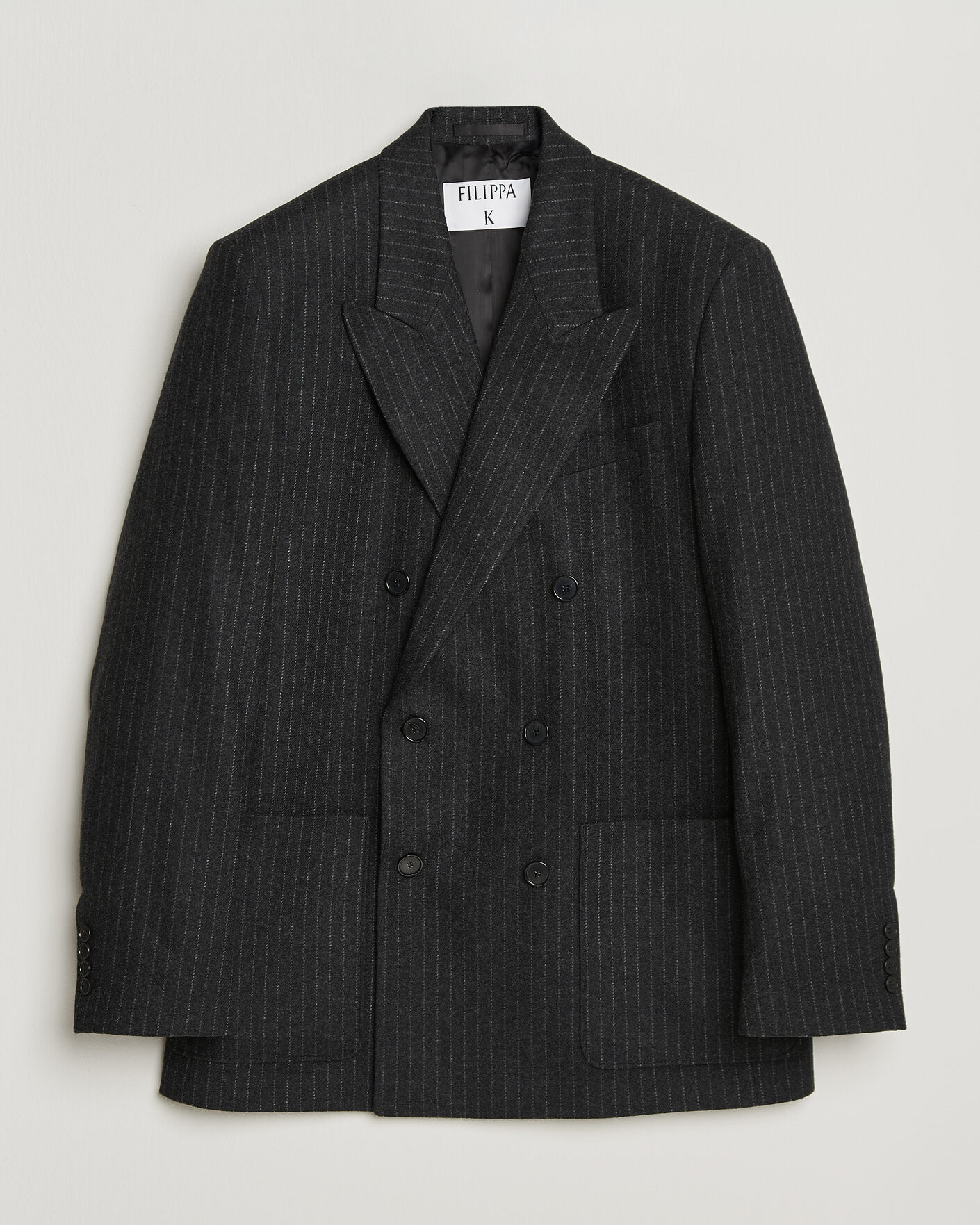 Men | Blazers | Filippa K | Michael Wool Flannel Pinstriped Blazer Anthracite
