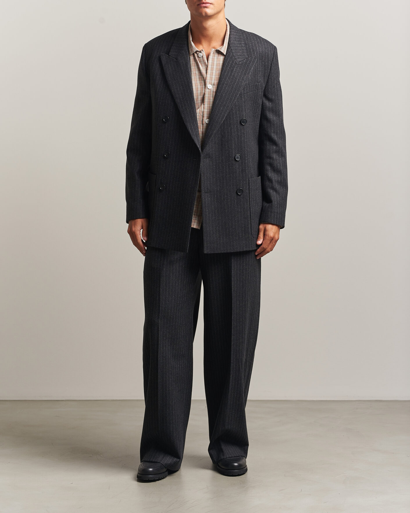 Men | Blazers | Filippa K | Michael Wool Flannel Pinstriped Blazer Anthracite