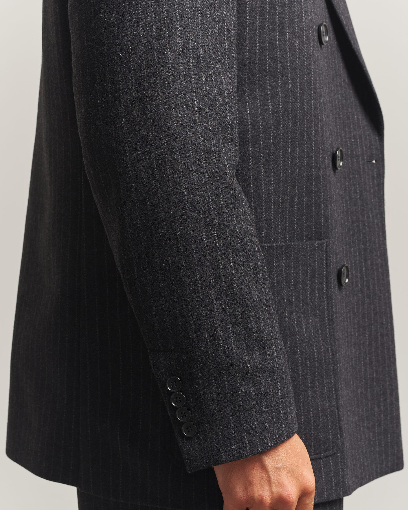 Men | Blazers | Filippa K | Michael Wool Flannel Pinstriped Blazer Anthracite