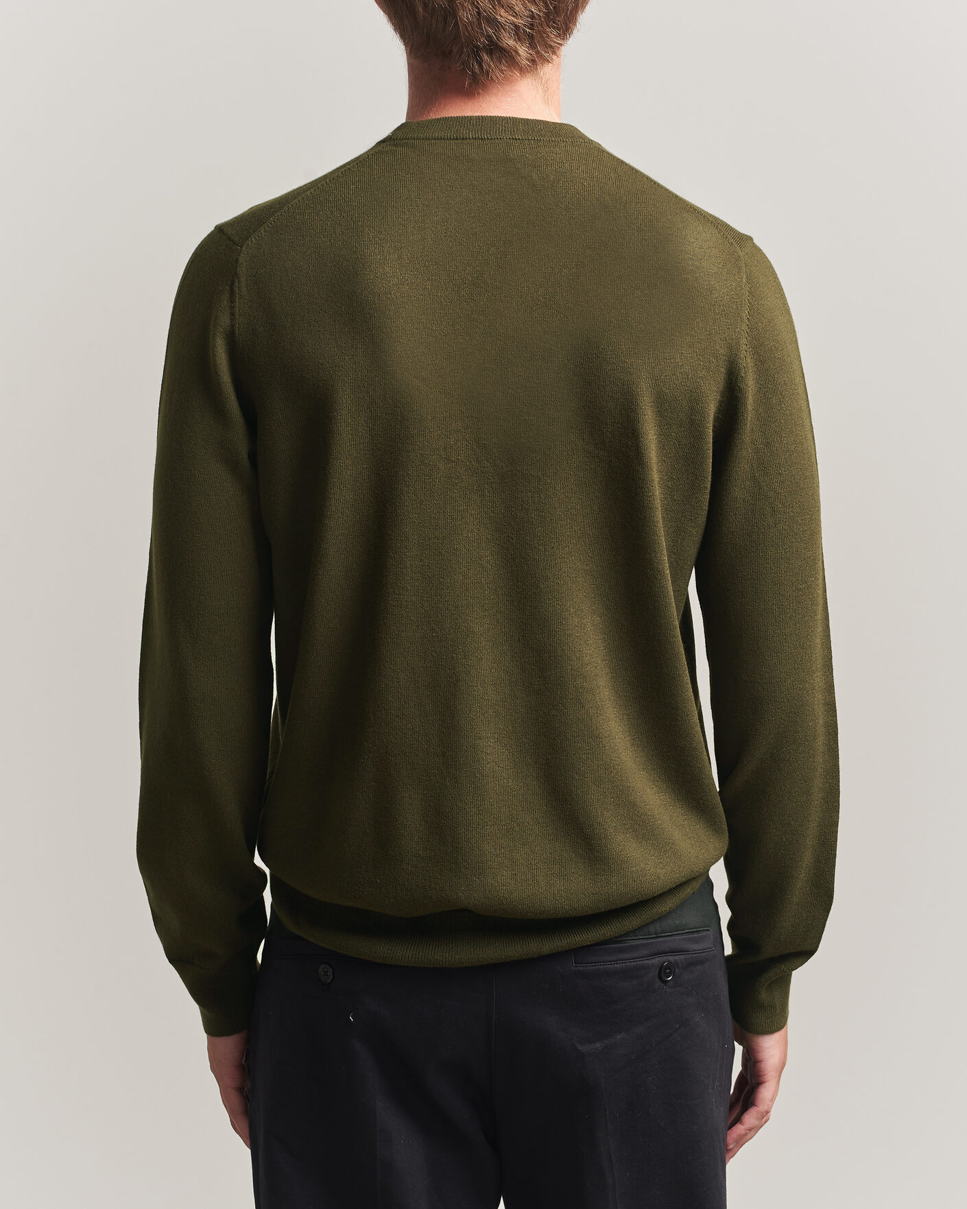 Men | Sweaters & Knitwear | Filippa K | Cotton Merino Knitted Sweater Dark Moss Green