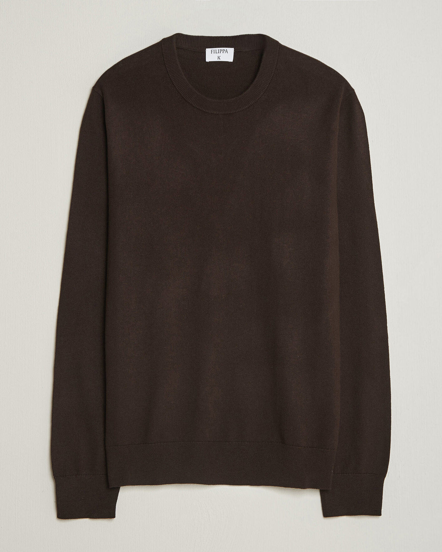 Men | Sweaters & Knitwear | Filippa K | Cotton Merino Knitted Sweater Dark Chocolate