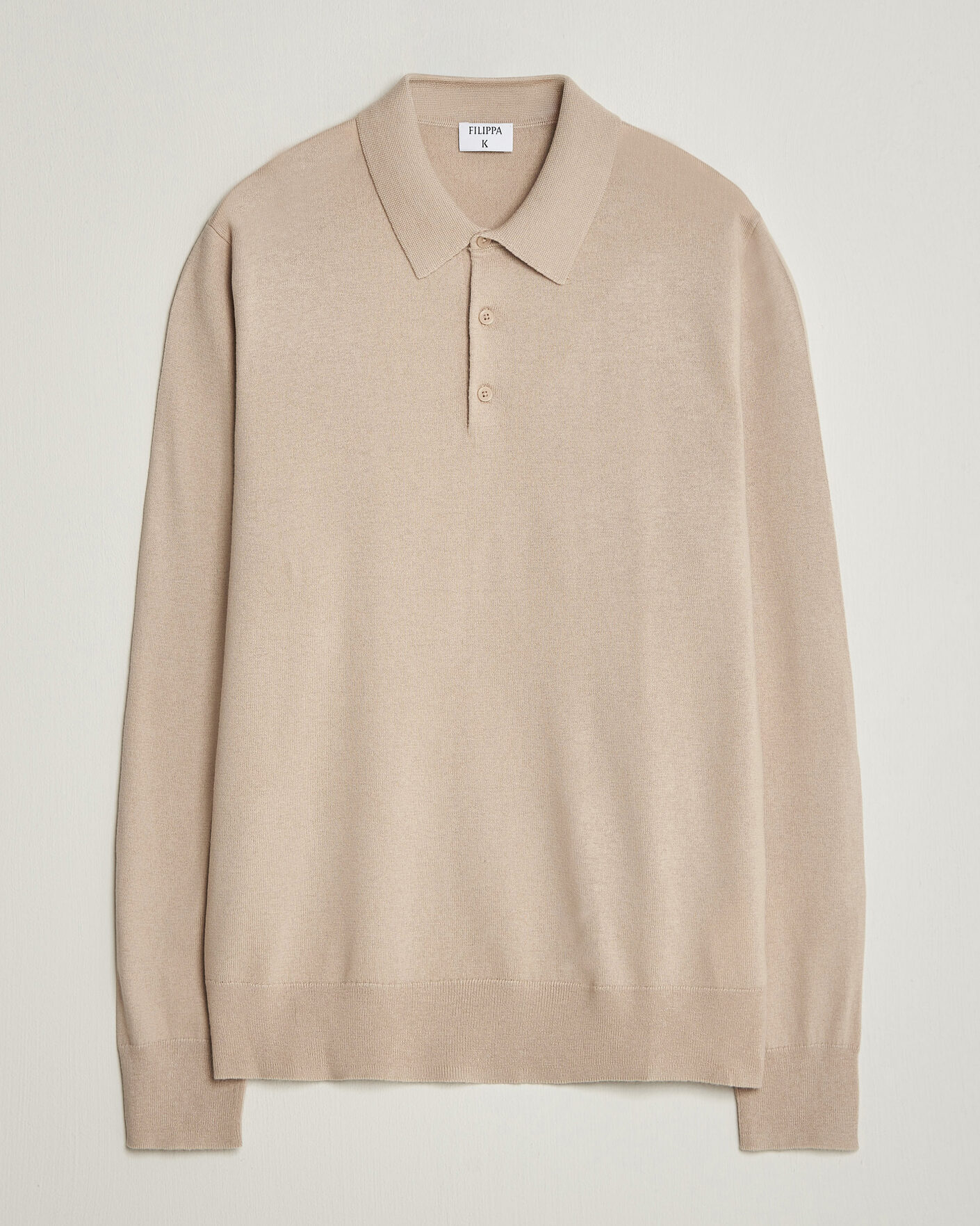Men | Sweaters & Knitwear | Filippa K | Knitted Polo Shirt Pearl Beige