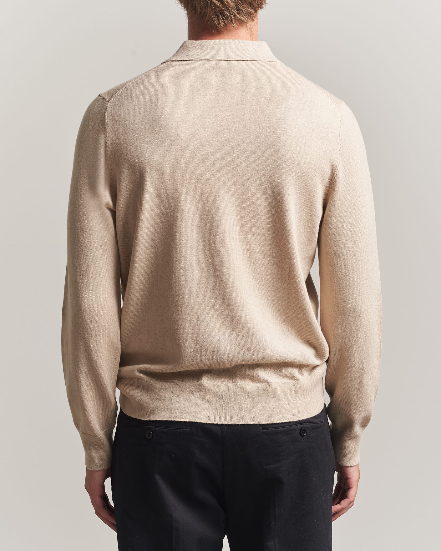 Men | Sweaters & Knitwear | Filippa K | Knitted Polo Shirt Pearl Beige
