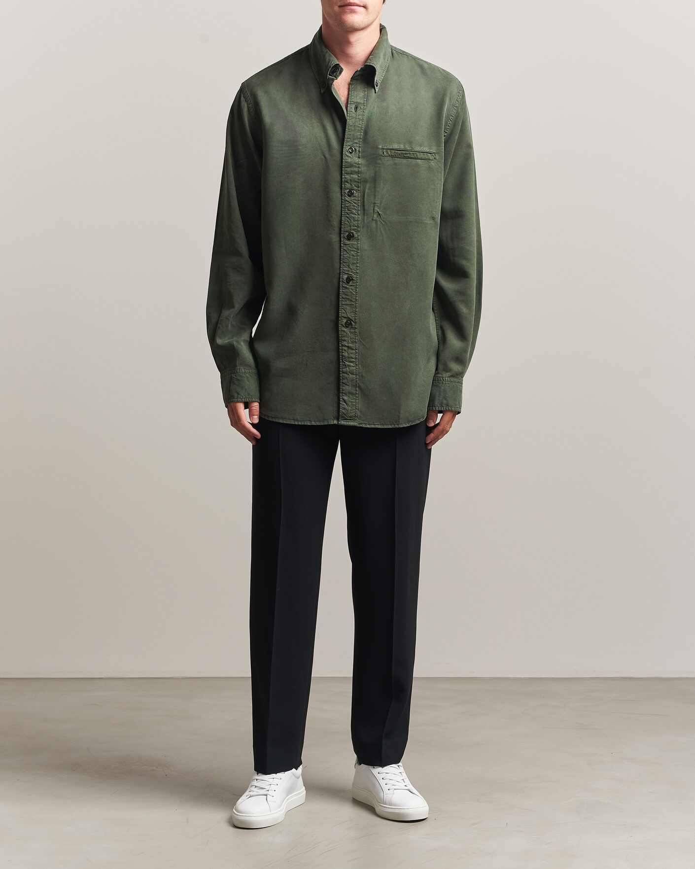 Men | Shirts | Filippa K | Zack Lyocell Shirt Night Green