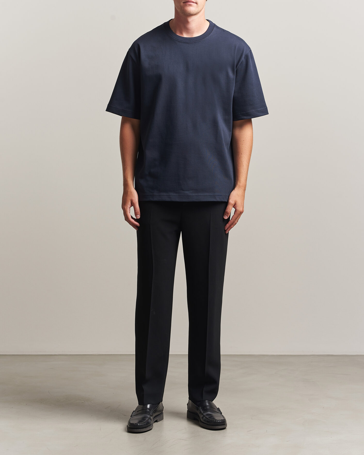Men | T-Shirts | Filippa K | Heavy Cotton Crew Neck T-Shirt Night Blue