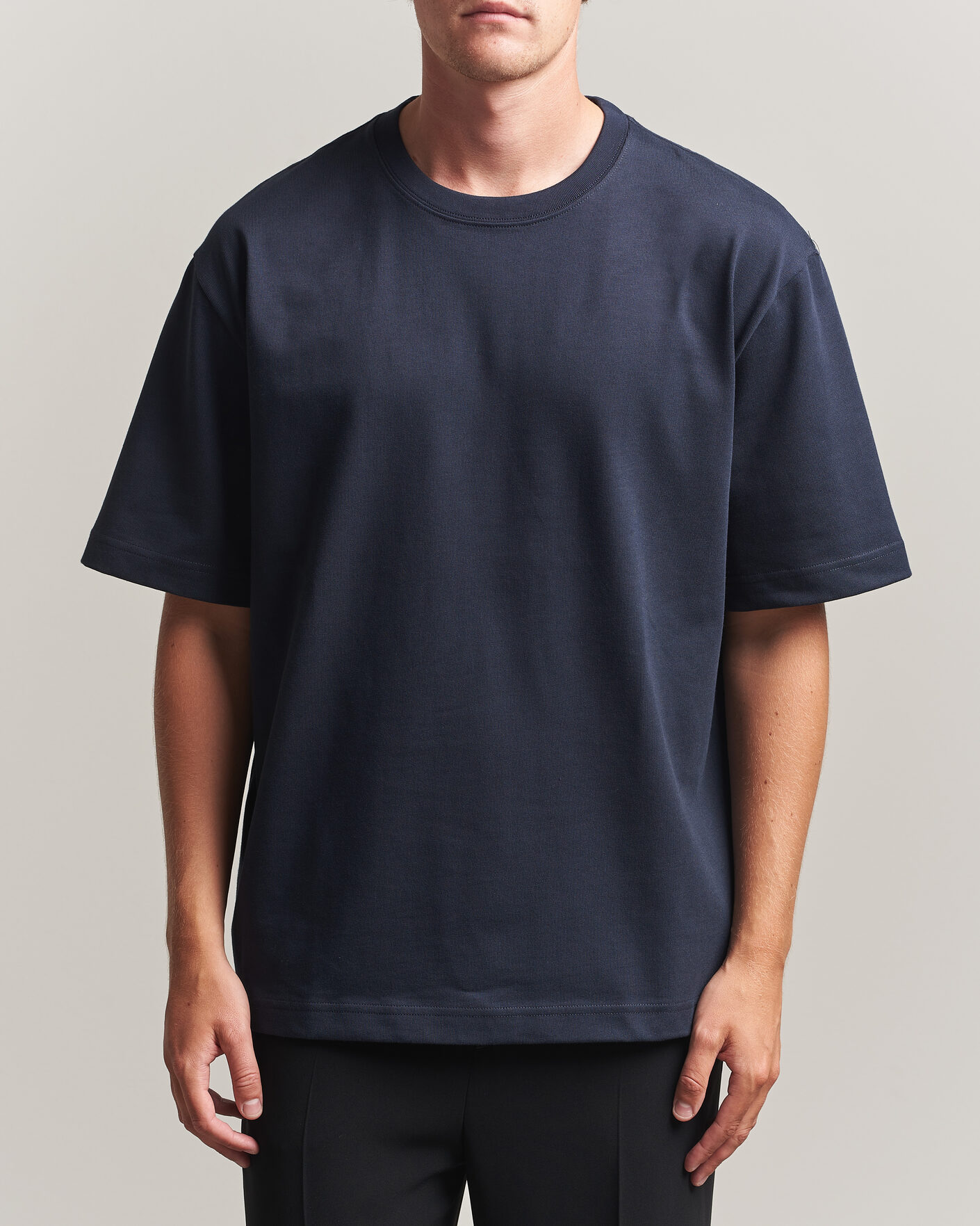 Men | T-Shirts | Filippa K | Heavy Cotton Crew Neck T-Shirt Night Blue