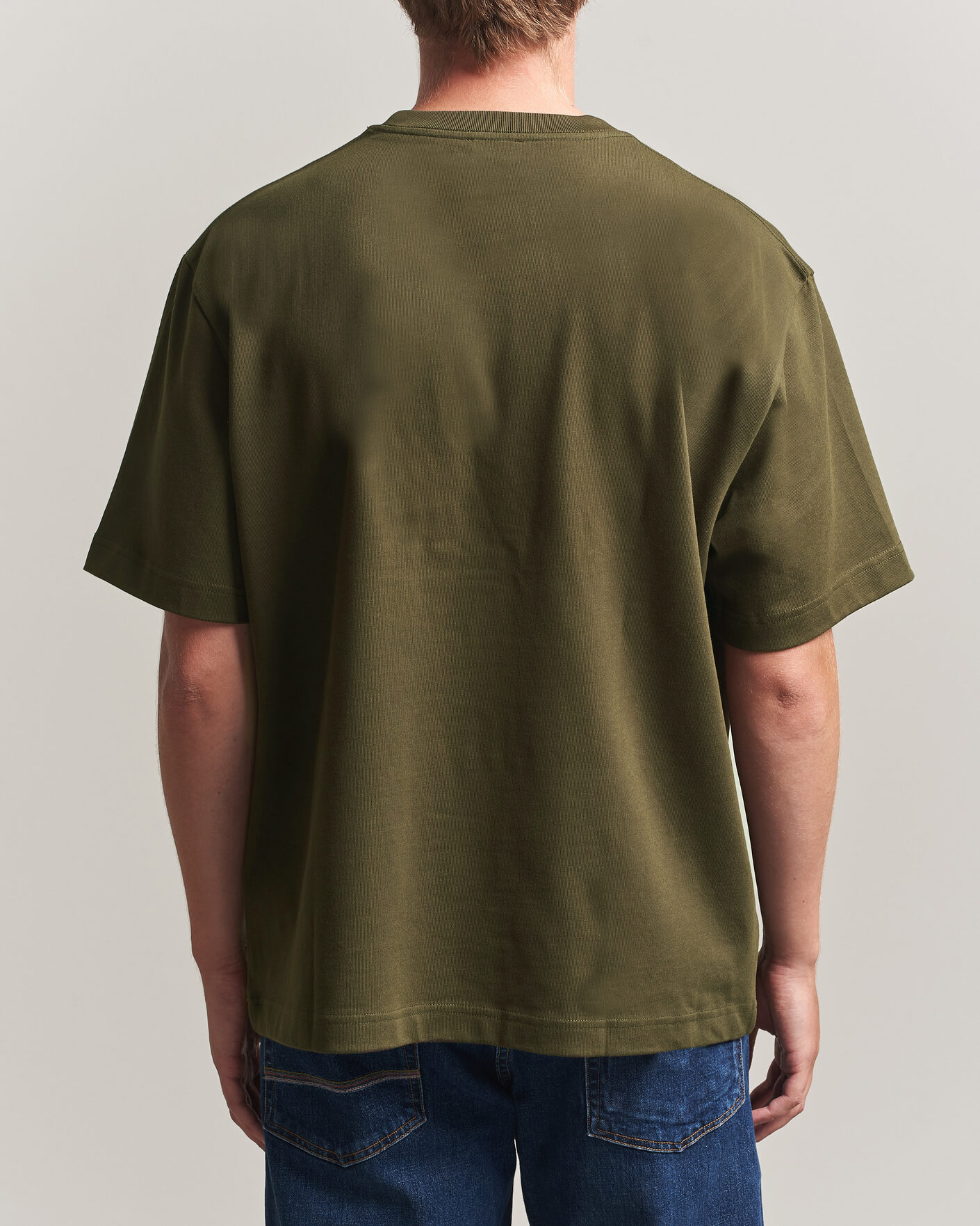 Men | T-Shirts | Filippa K | Heavy Cotton Crew Neck T-Shirt Dark Moss Green